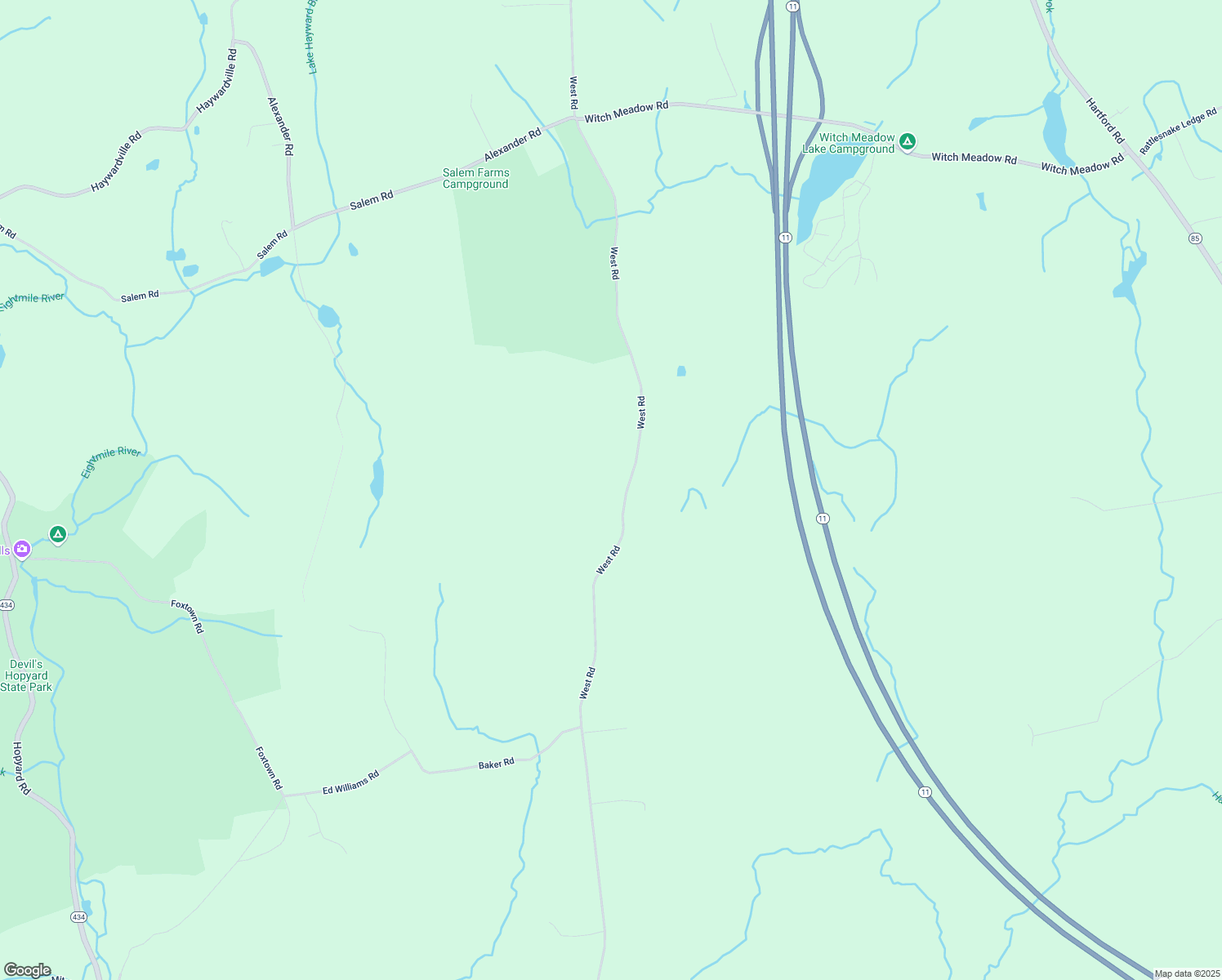 map of restaurants, bars, coffee shops, grocery stores, and more near 349 West Road in Salem