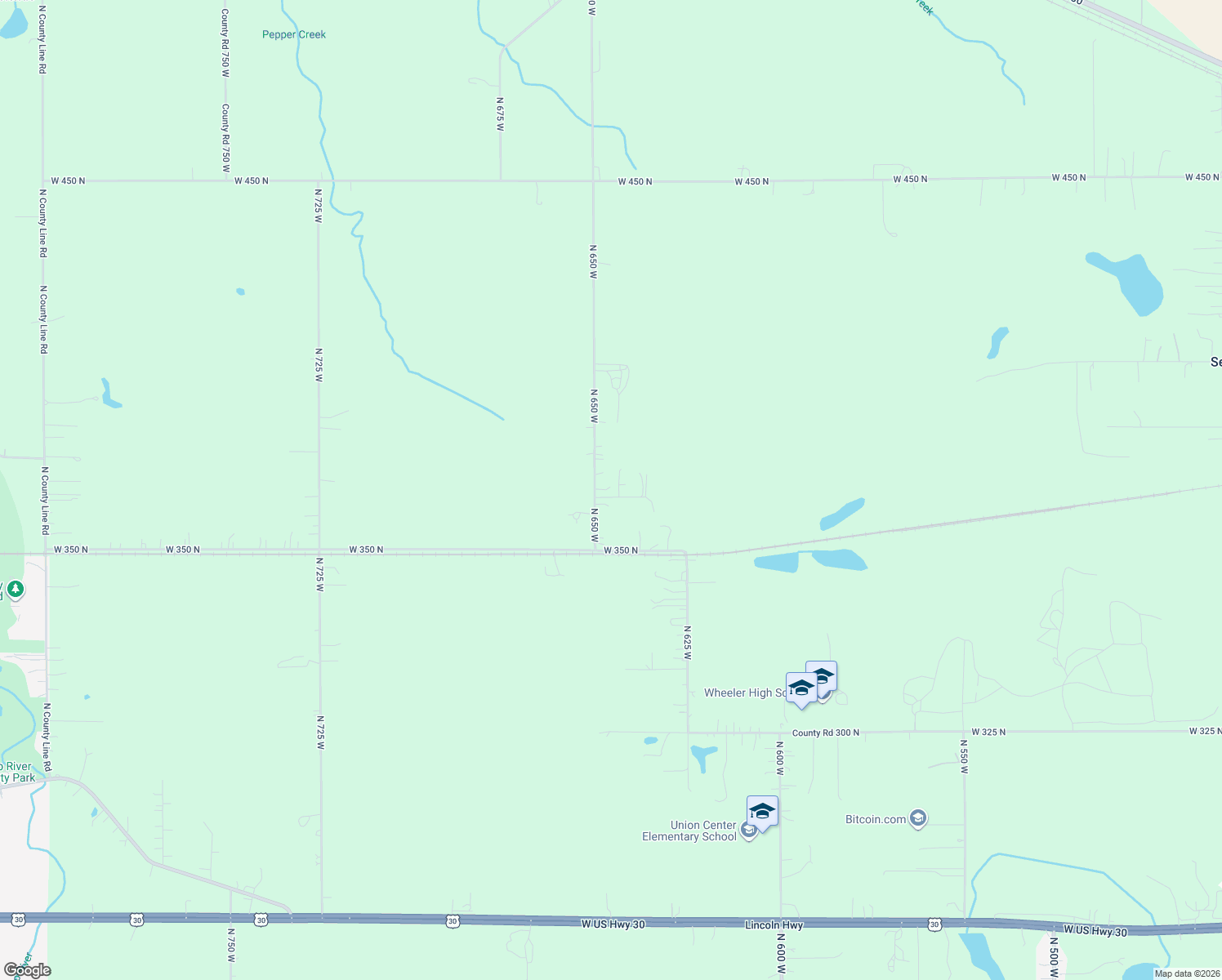 map of restaurants, bars, coffee shops, grocery stores, and more near 376 North 650 West in Valparaiso