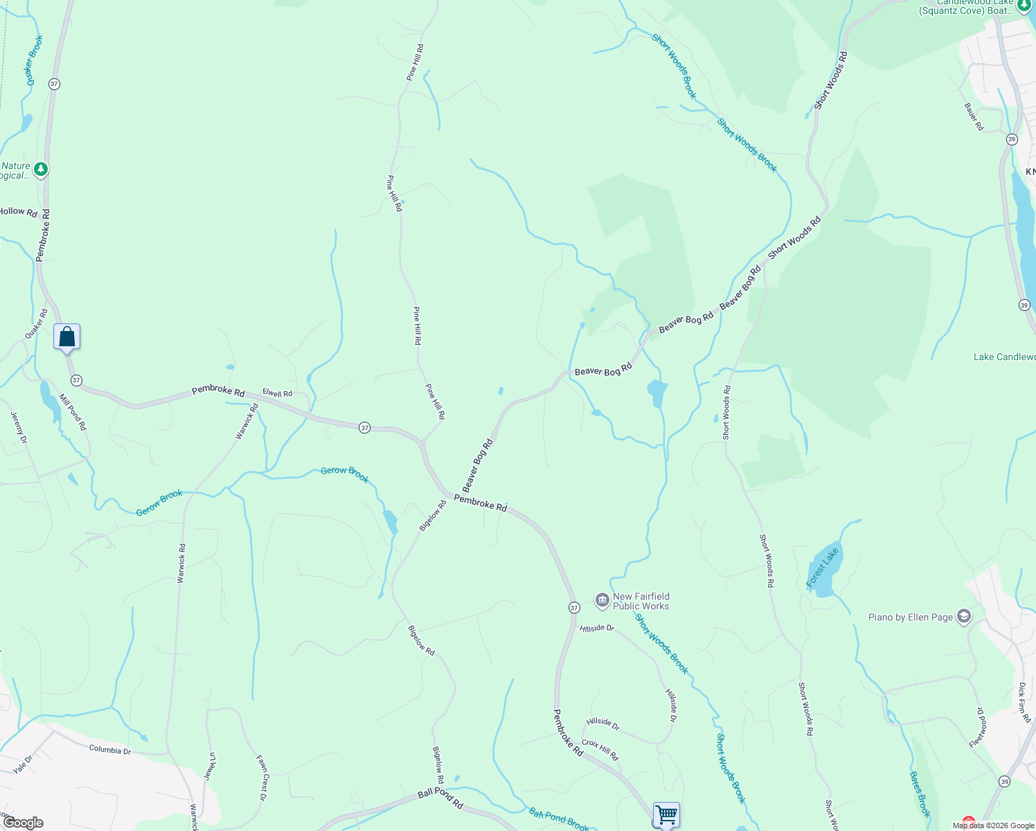 map of restaurants, bars, coffee shops, grocery stores, and more near 11 Beaver Bog Road in New Fairfield