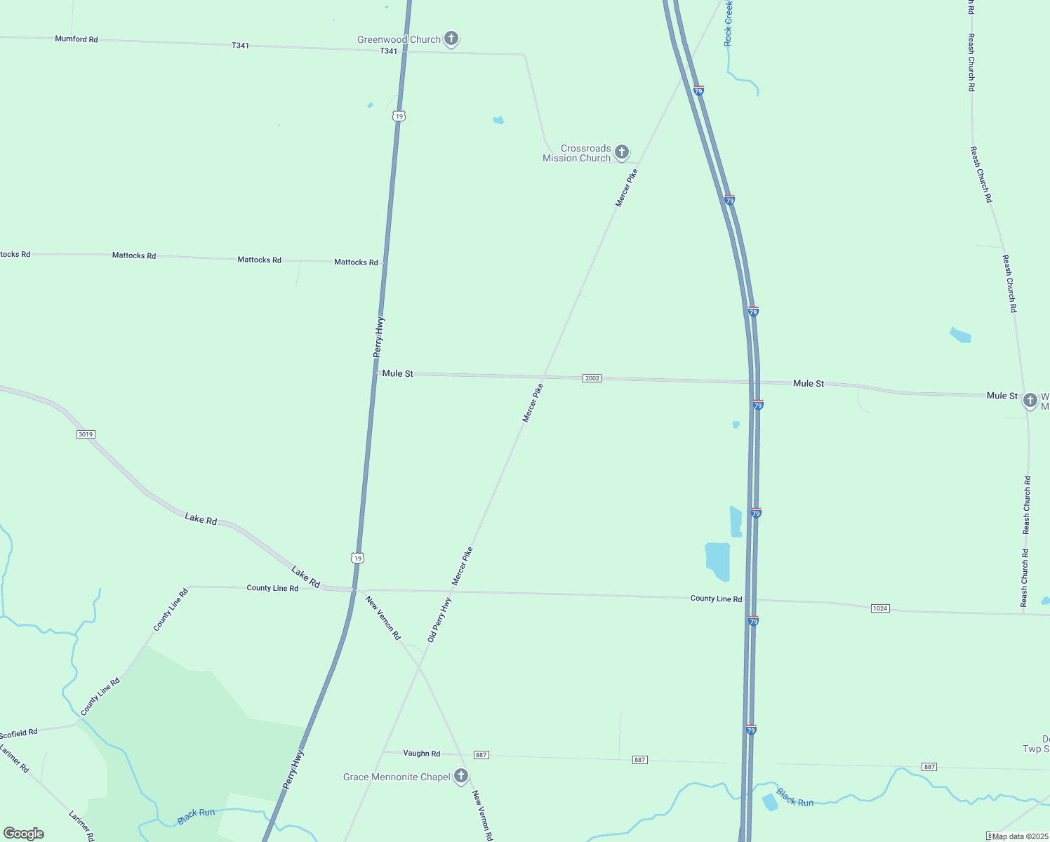 map of restaurants, bars, coffee shops, grocery stores, and more near 1999 Mercer Pike in Cochranton