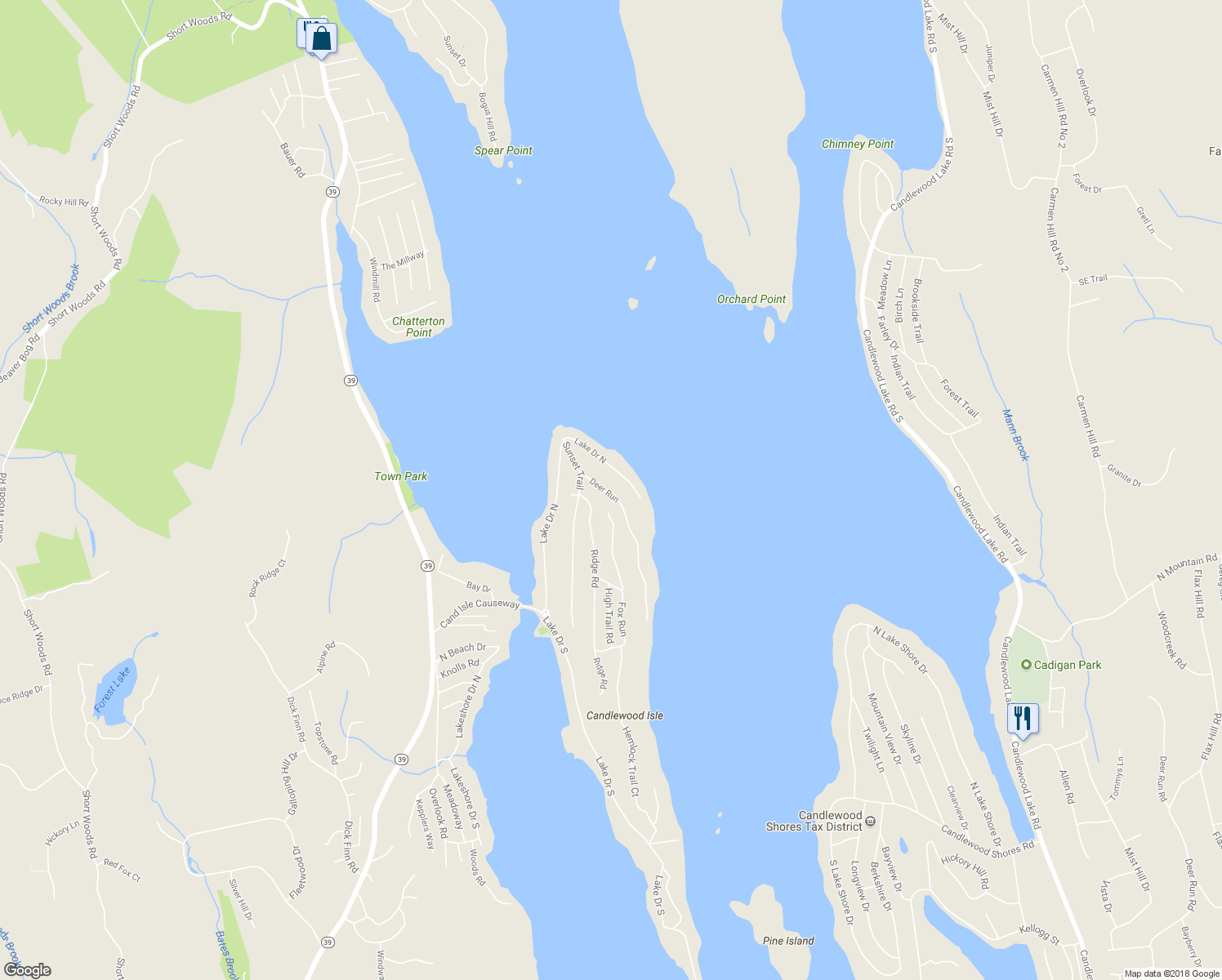 map of restaurants, bars, coffee shops, grocery stores, and more near 7 Deer Run in New Fairfield