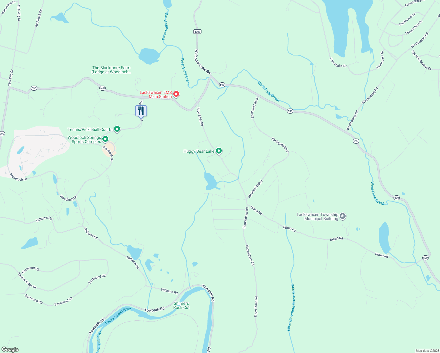 map of restaurants, bars, coffee shops, grocery stores, and more near 101-199 Hidden Hollow Rd in Hawley