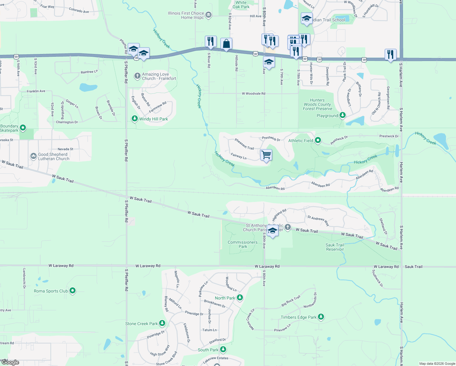 map of restaurants, bars, coffee shops, grocery stores, and more near 579 Aberdeen Road in Frankfort