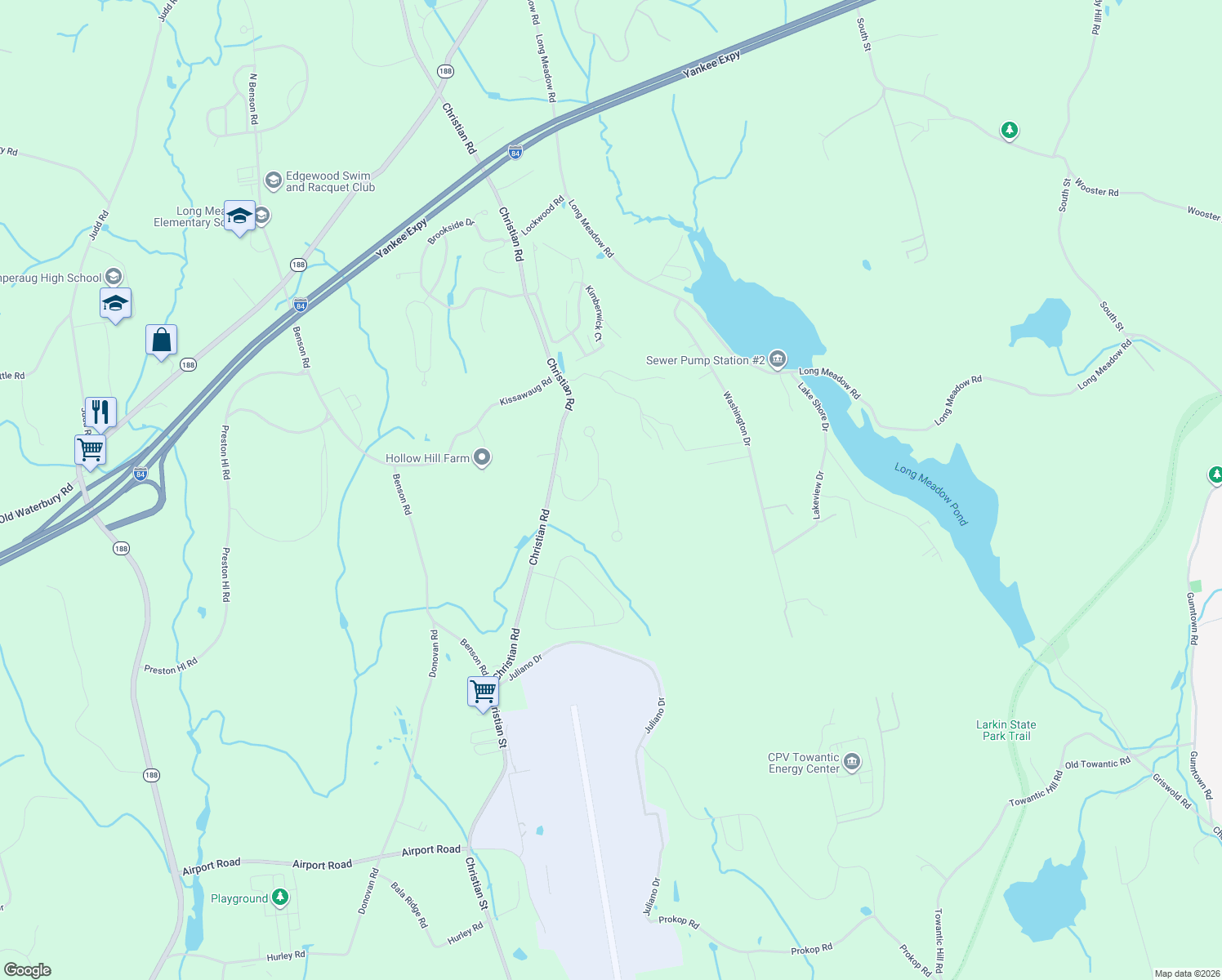 map of restaurants, bars, coffee shops, grocery stores, and more near 10 Deer Run Road in Middlebury