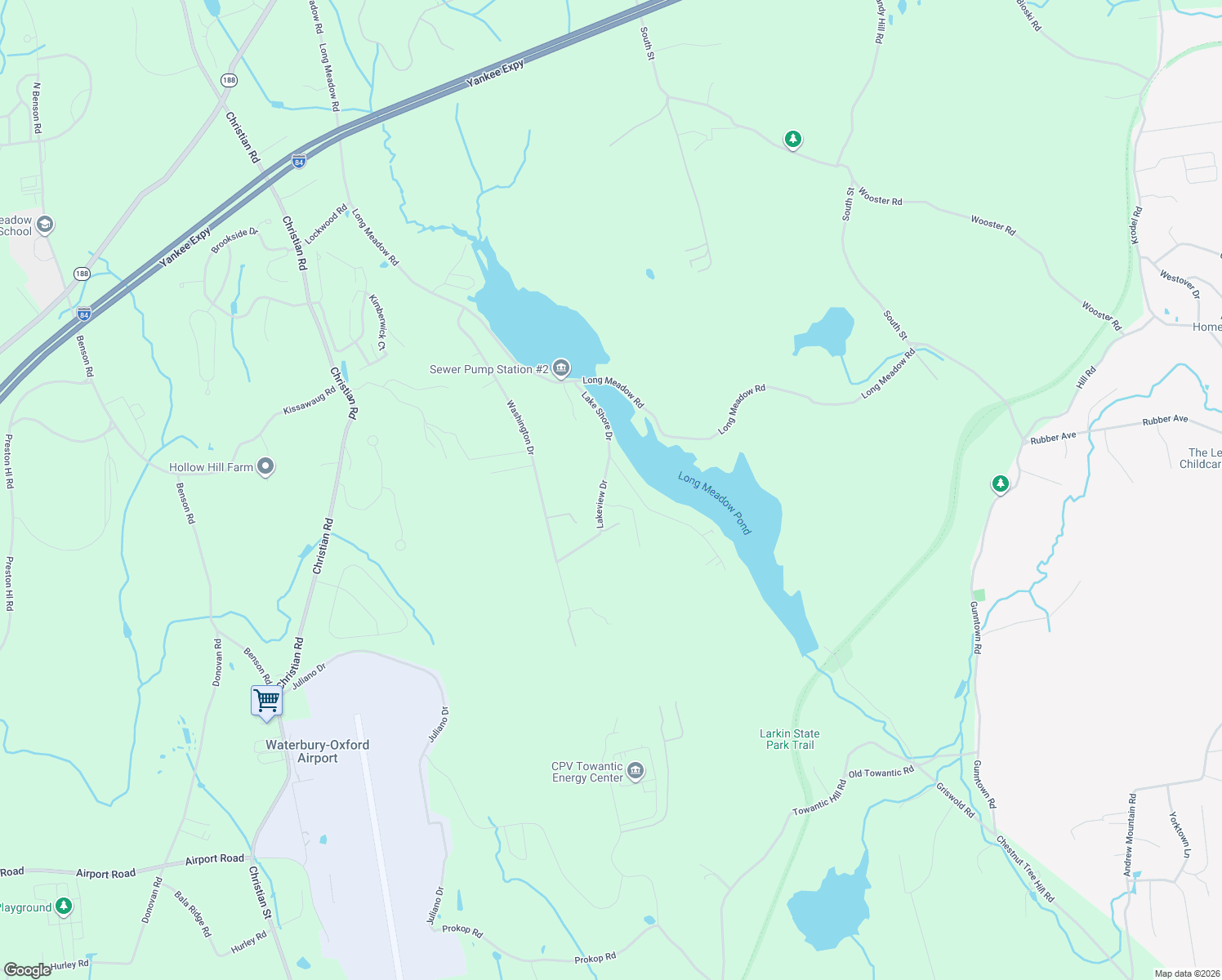 map of restaurants, bars, coffee shops, grocery stores, and more near 83 Lakeview Drive in Middlebury