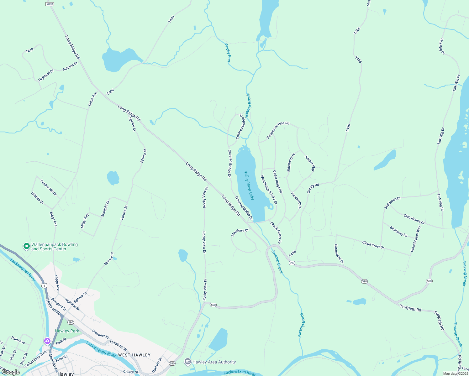 map of restaurants, bars, coffee shops, grocery stores, and more near 60 Covered Bridge Drive in Hawley