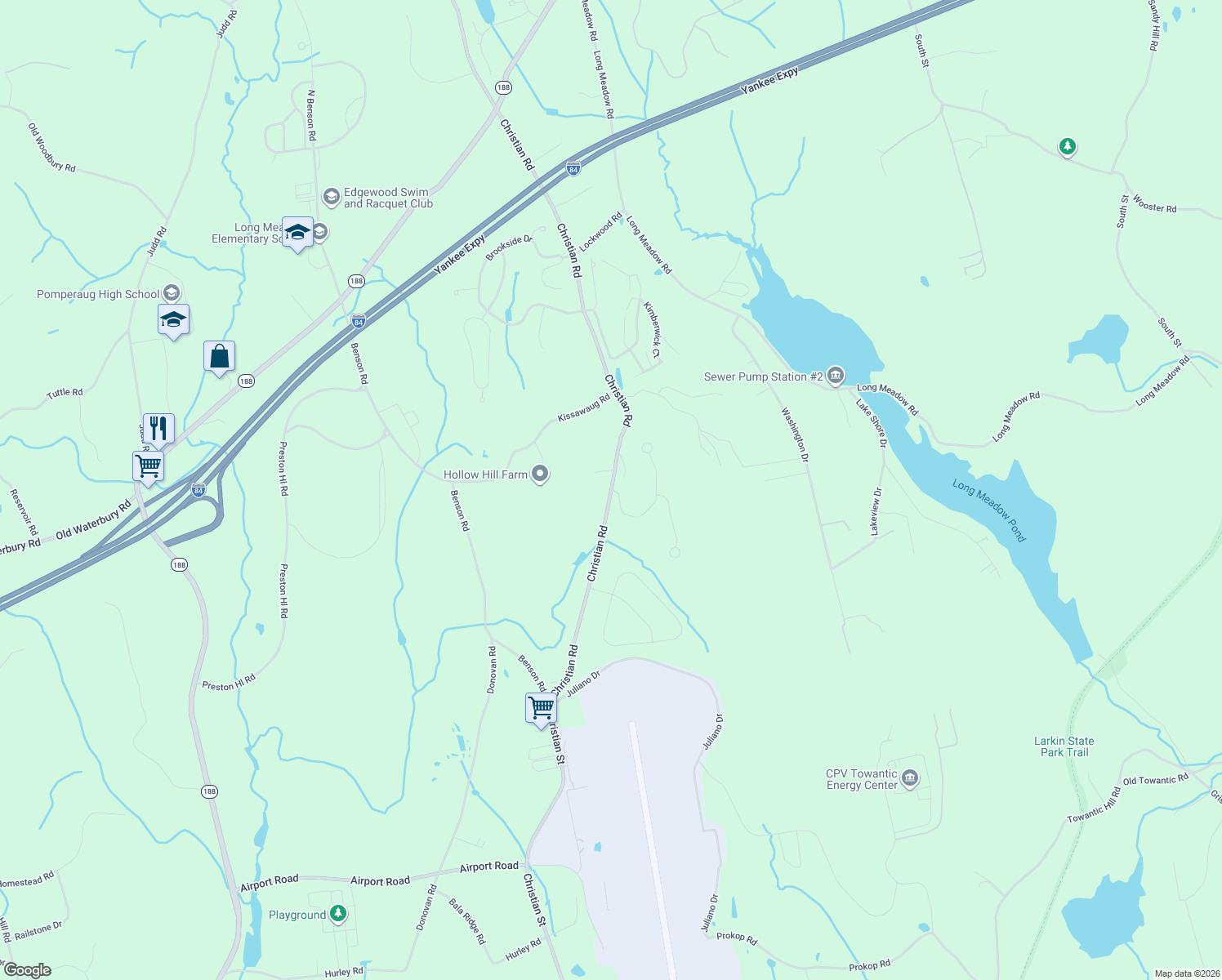 map of restaurants, bars, coffee shops, grocery stores, and more near 1200 Christian Rd in Middlebury
