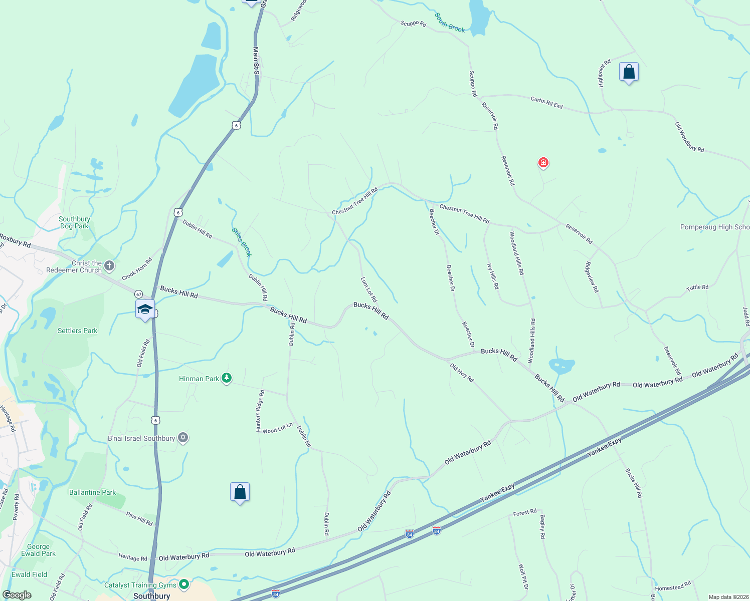 map of restaurants, bars, coffee shops, grocery stores, and more near 2-298 Lum Lot Road in Southbury