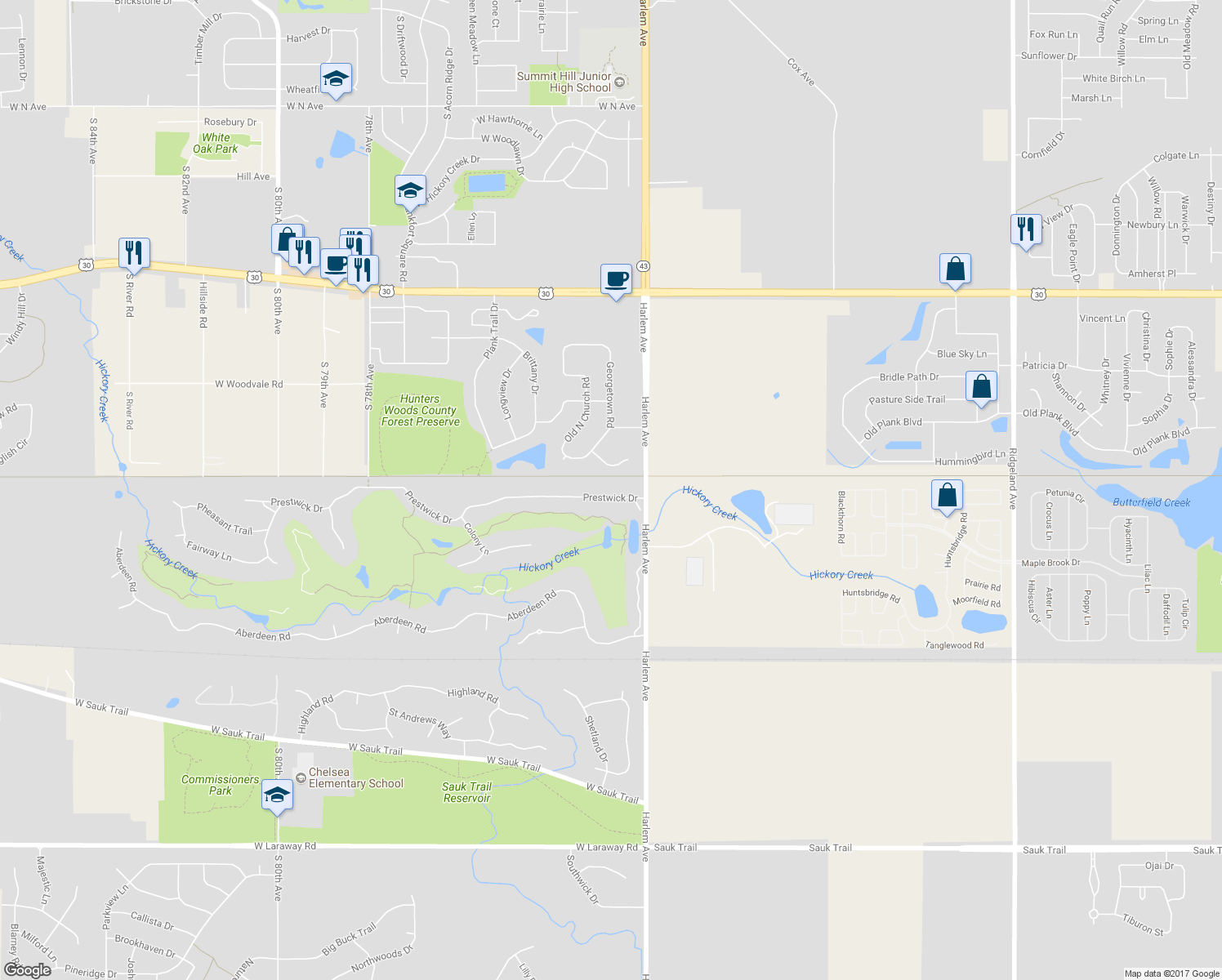 map of restaurants, bars, coffee shops, grocery stores, and more near 1020 Prestwick Drive in Frankfort