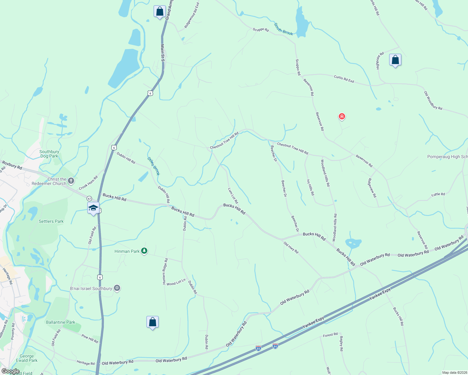 map of restaurants, bars, coffee shops, grocery stores, and more near 120 Lum Lot Road in Southbury