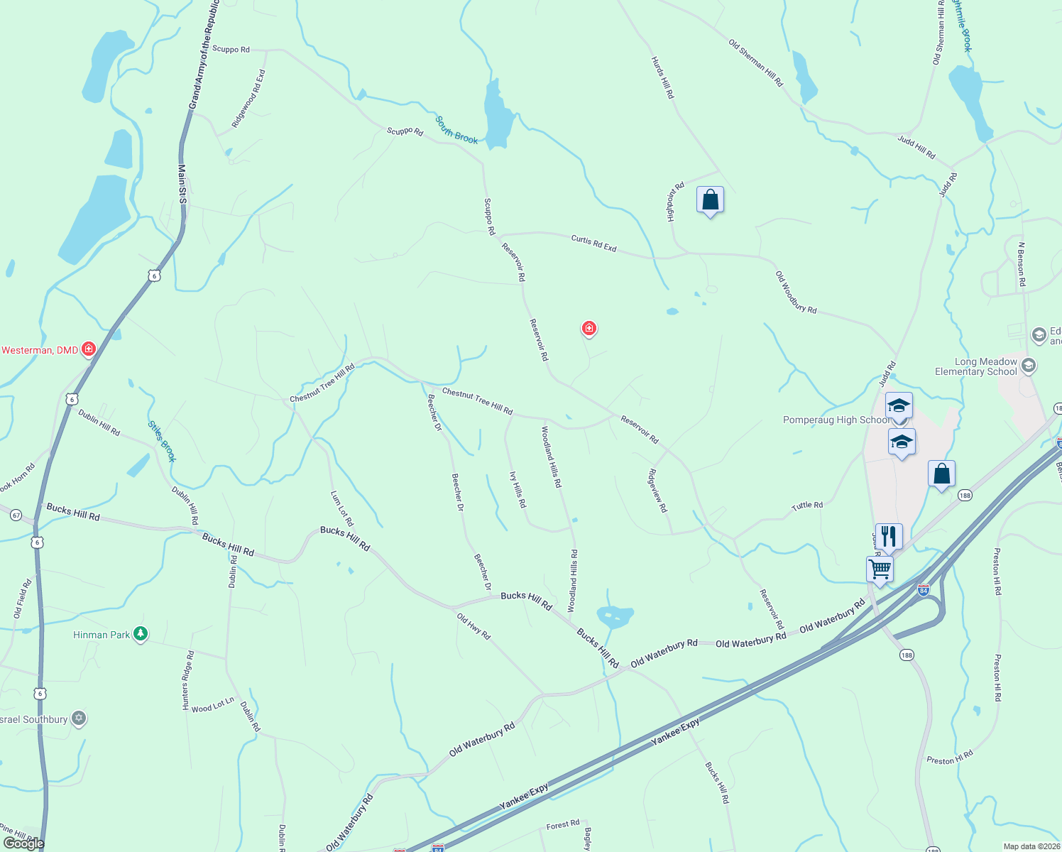 map of restaurants, bars, coffee shops, grocery stores, and more near 774 Chestnut Tree Hill Road in Southbury