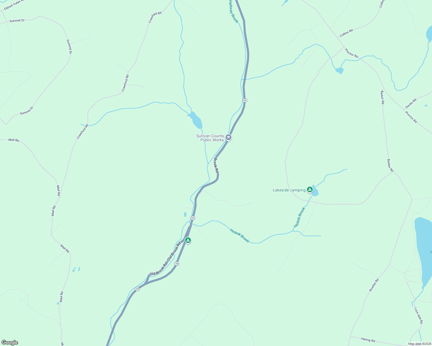 map of restaurants, bars, coffee shops, grocery stores, and more near 435 State Route 55 in Eldred
