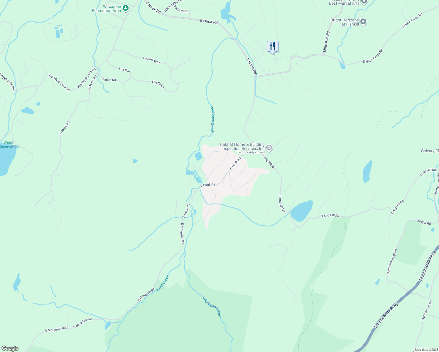 map of restaurants, bars, coffee shops, grocery stores, and more near 209 East Hook Road in Hopewell Junction