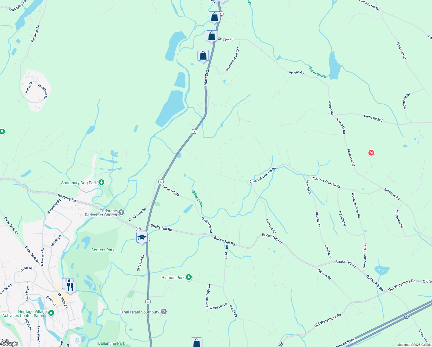 map of restaurants, bars, coffee shops, grocery stores, and more near 46 Chestnut Tree Hill Road in Southbury