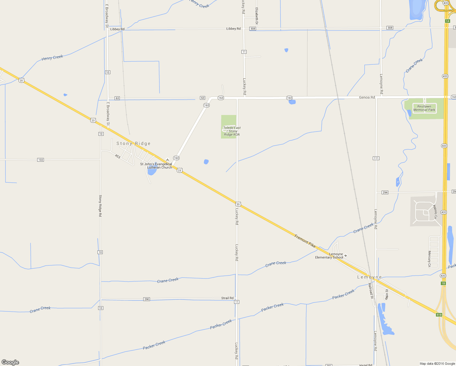 map of restaurants, bars, coffee shops, grocery stores, and more near 5086 Fremont Pike in Perrysburg