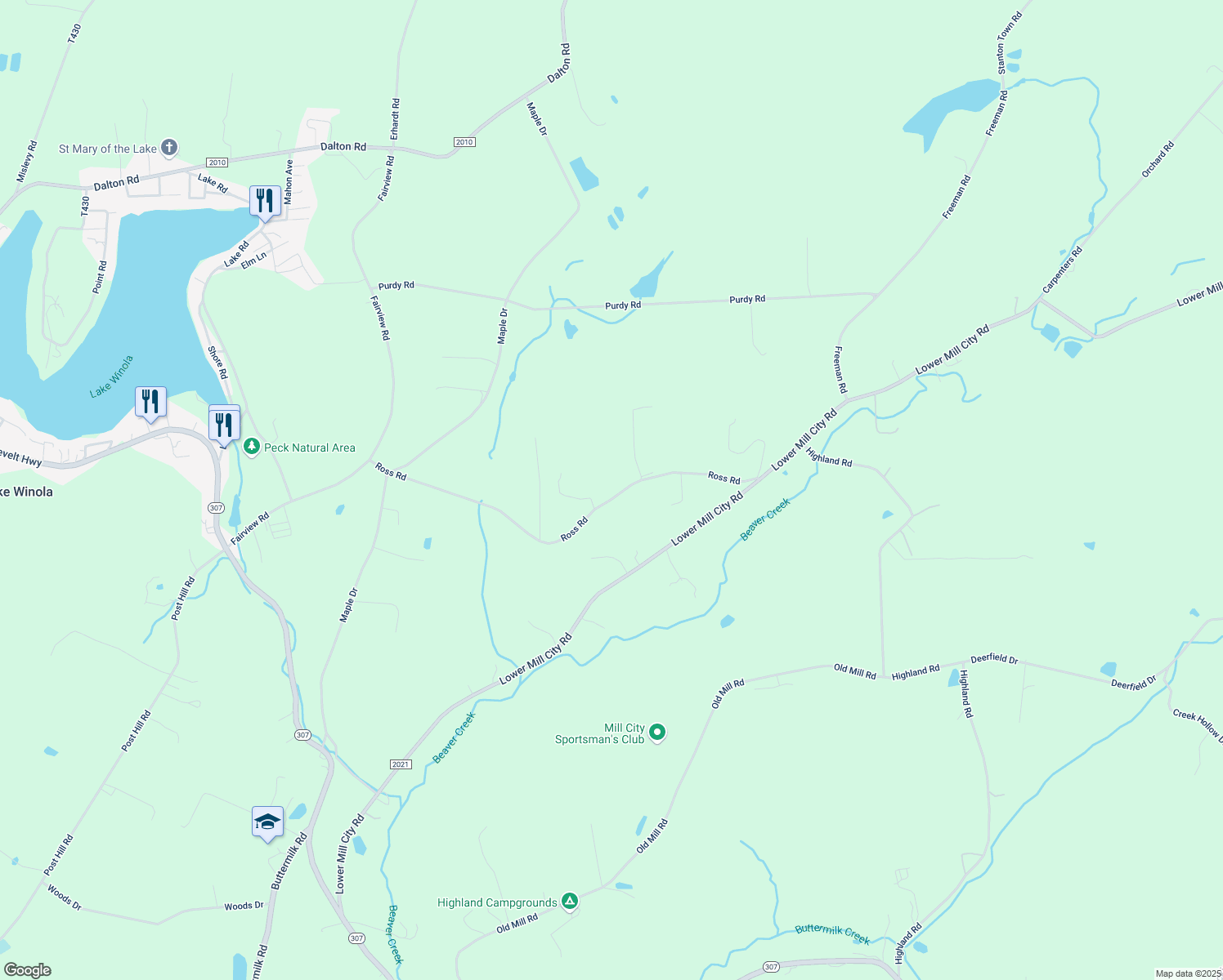 map of restaurants, bars, coffee shops, grocery stores, and more near 415 Ross Road in Dalton