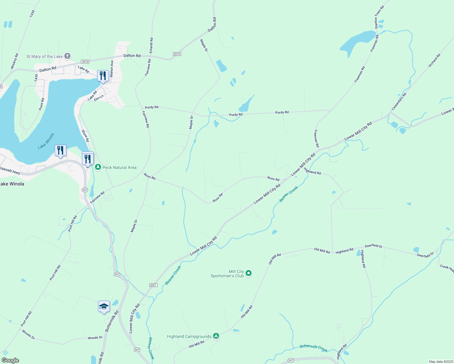 map of restaurants, bars, coffee shops, grocery stores, and more near 415 Ross Road in Dalton