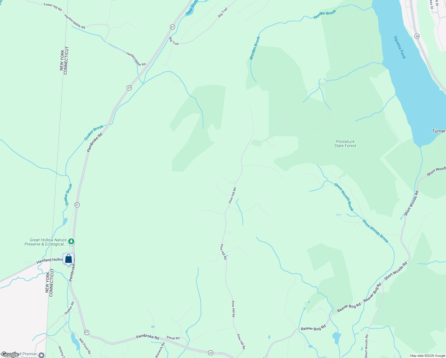 map of restaurants, bars, coffee shops, grocery stores, and more near 145 Pine Hill Road in New Fairfield