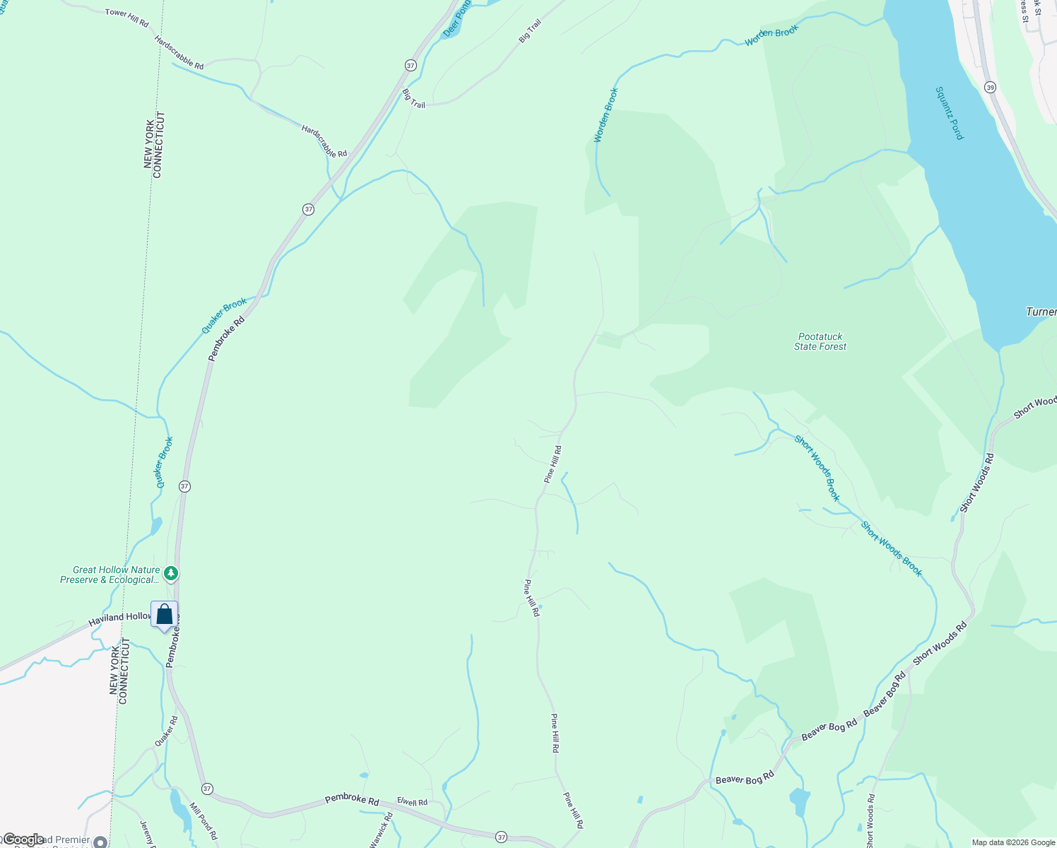 map of restaurants, bars, coffee shops, grocery stores, and more near 145 Pine Hill Road in New Fairfield