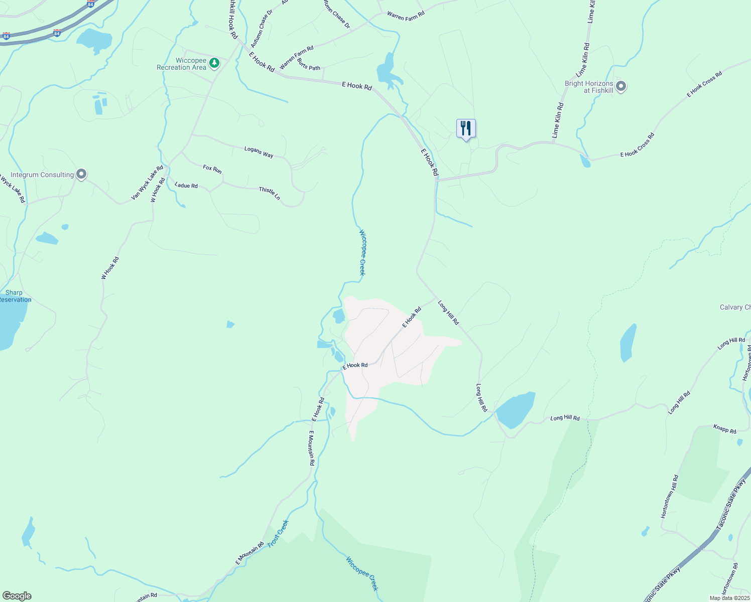 map of restaurants, bars, coffee shops, grocery stores, and more near 20 Tamarack Drive in Hopewell Junction