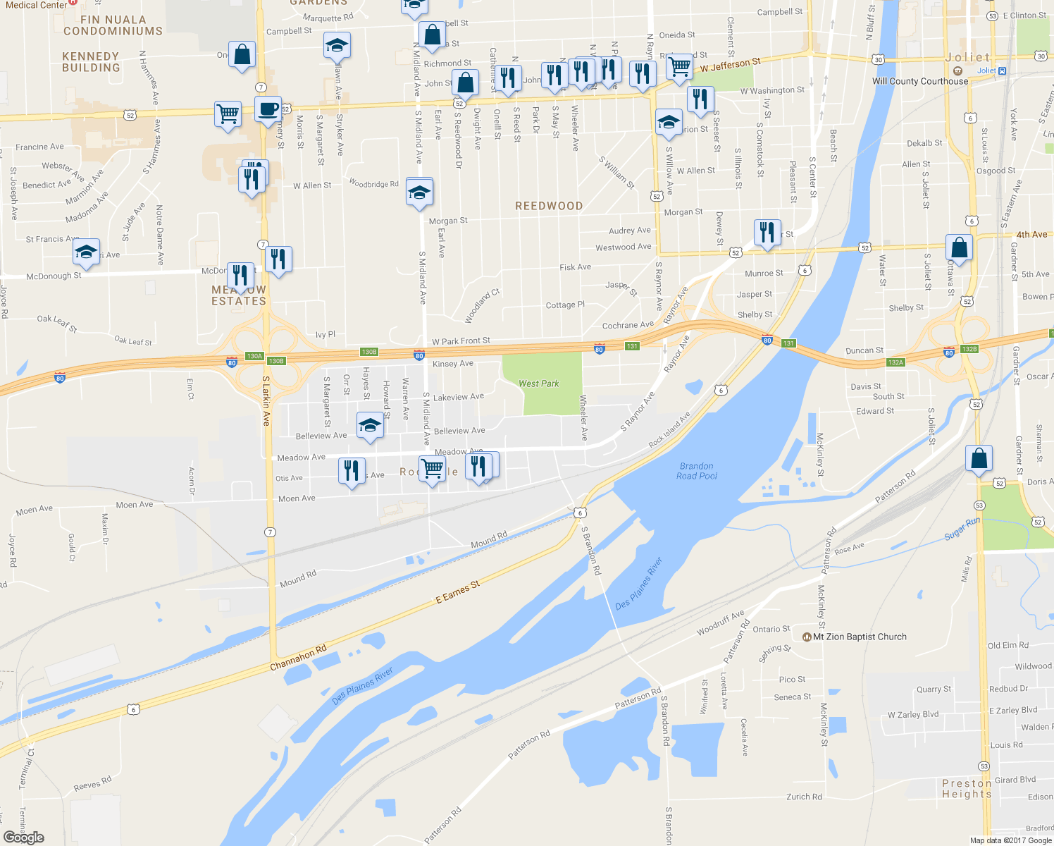 map of restaurants, bars, coffee shops, grocery stores, and more near 1118 Belleview Avenue in Rockdale