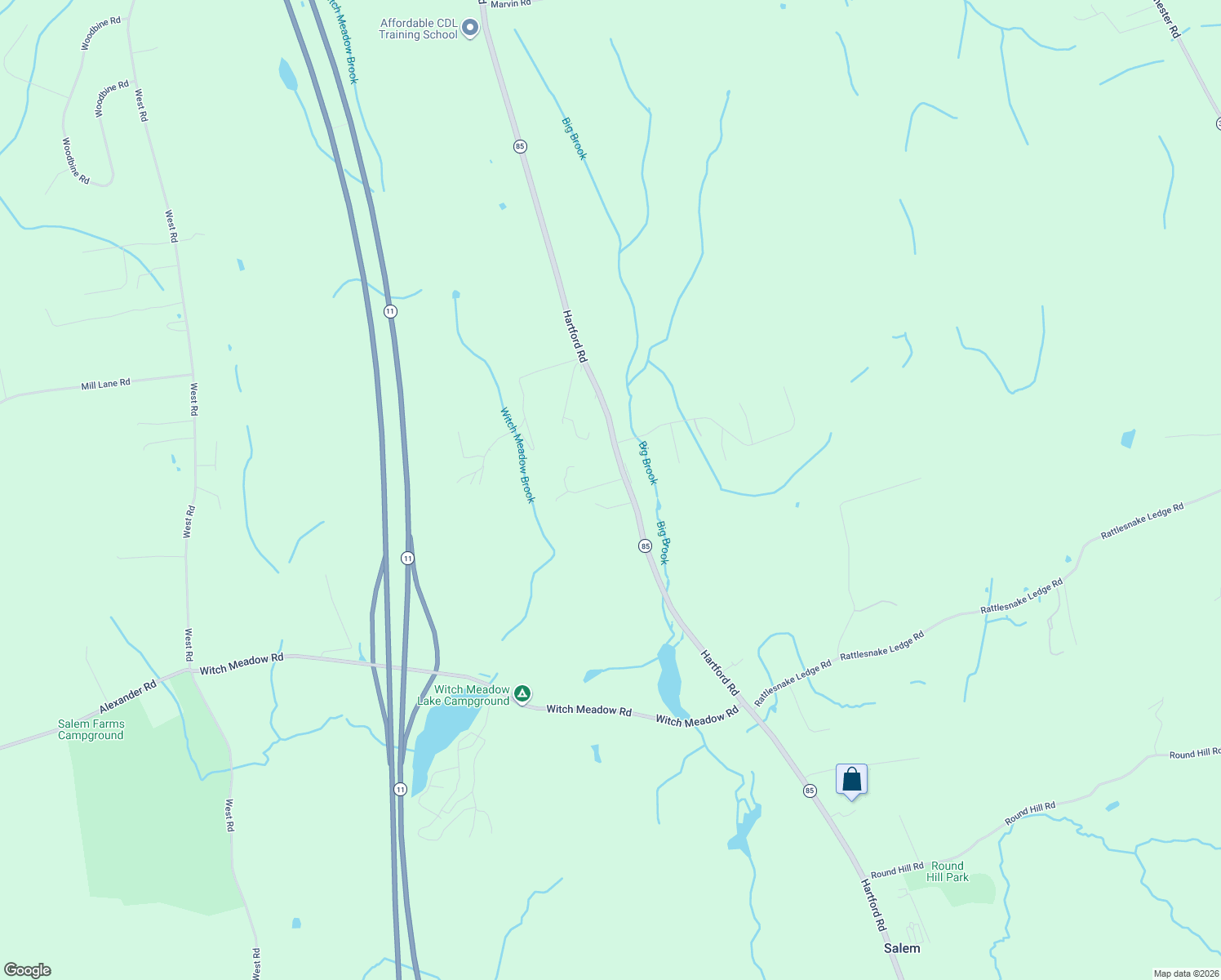 map of restaurants, bars, coffee shops, grocery stores, and more near 545 Hartford Road in Salem