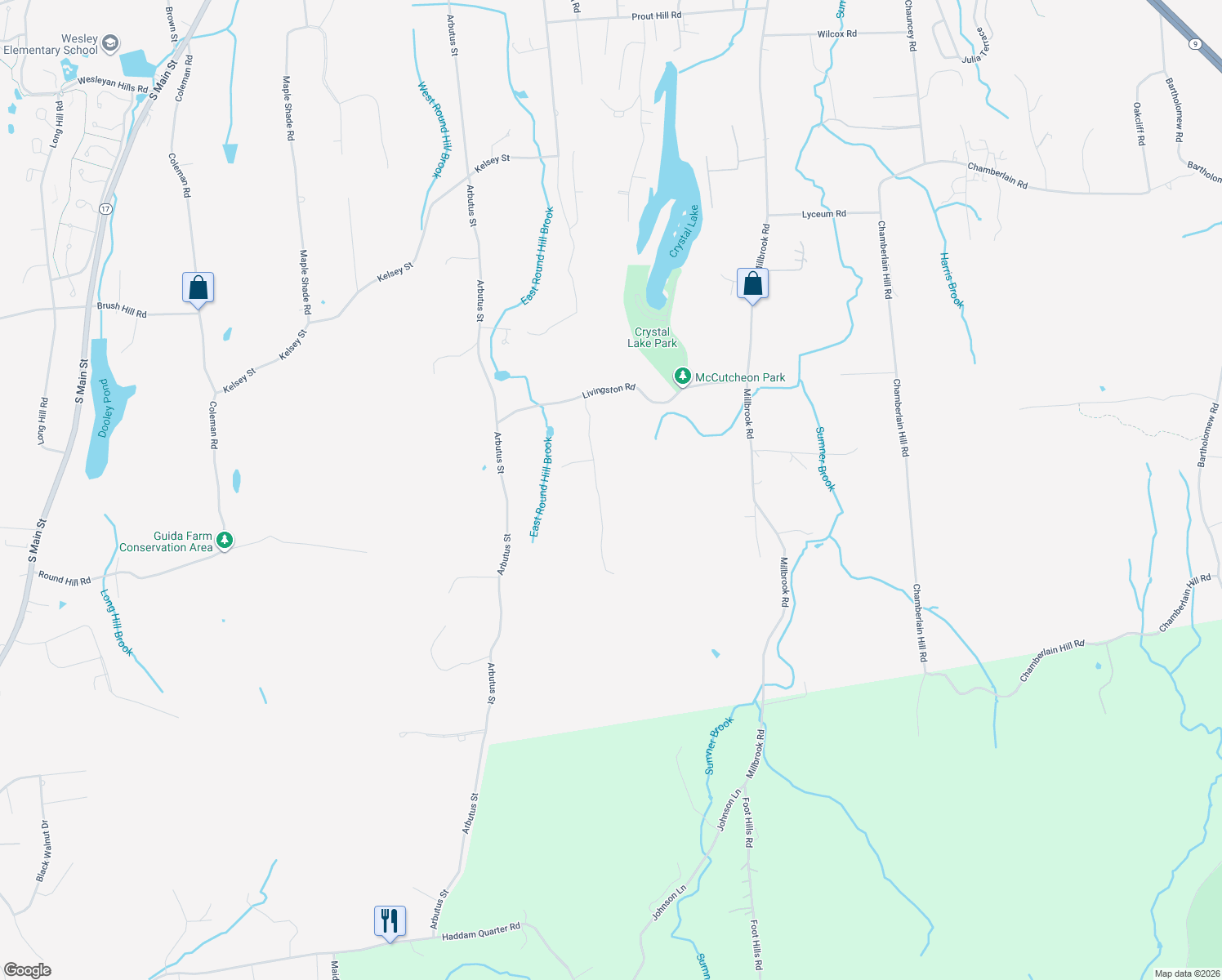 map of restaurants, bars, coffee shops, grocery stores, and more near 132 Margarite Road Extension in Middletown