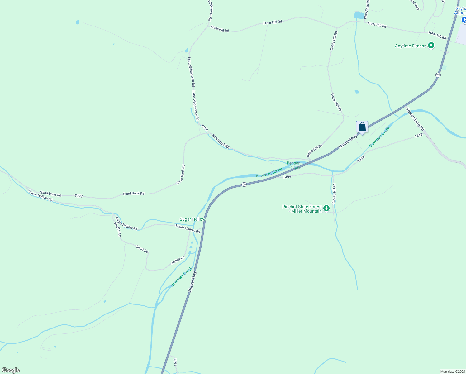 map of restaurants, bars, coffee shops, grocery stores, and more near Route 29 in Tunkhannock