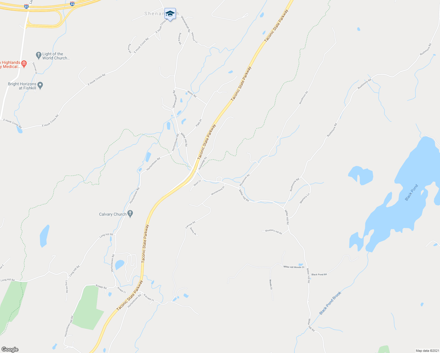 map of restaurants, bars, coffee shops, grocery stores, and more near 34 Miller Hill Road in Hopewell Junction