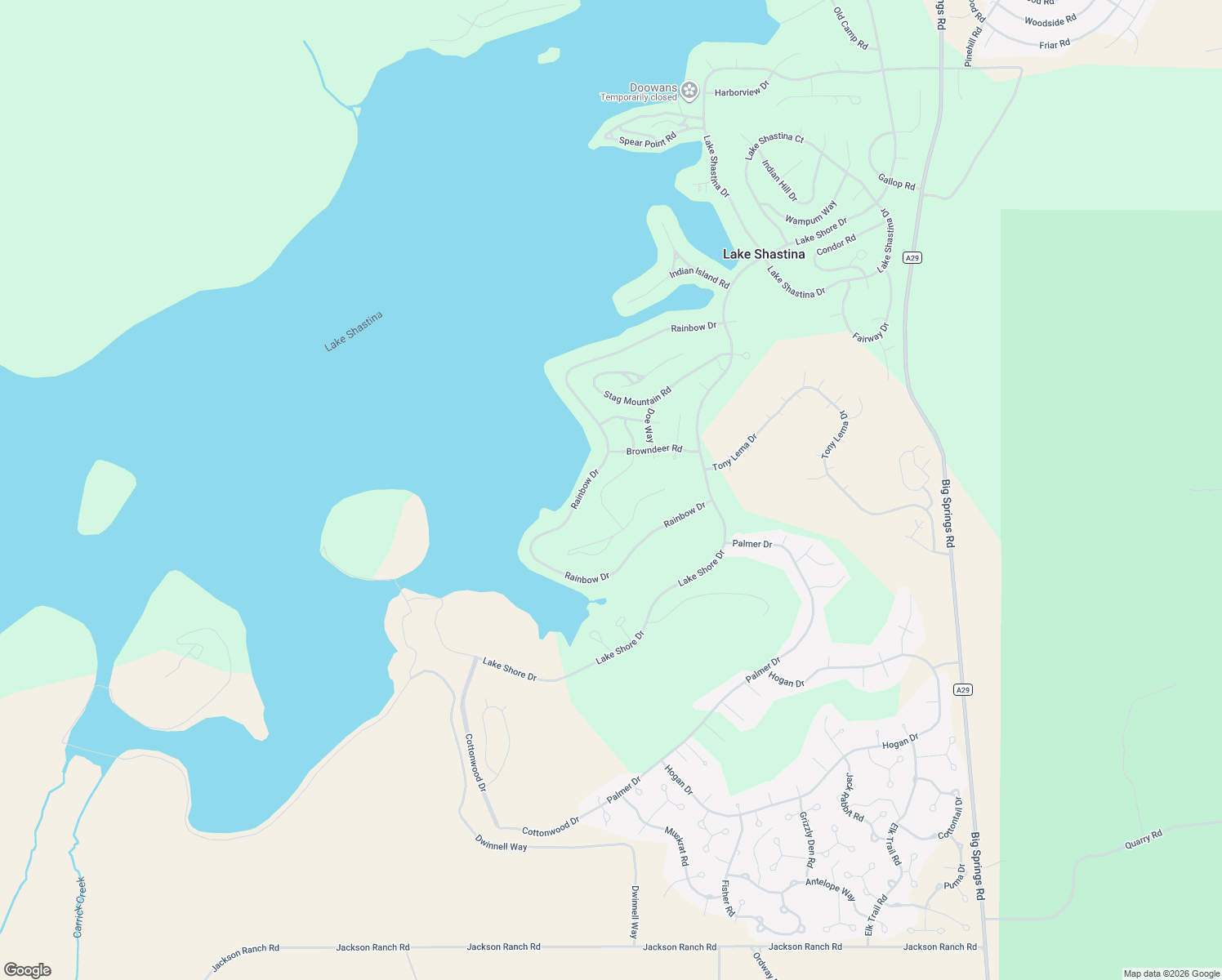 map of restaurants, bars, coffee shops, grocery stores, and more near 16942 Antler Way in Weed