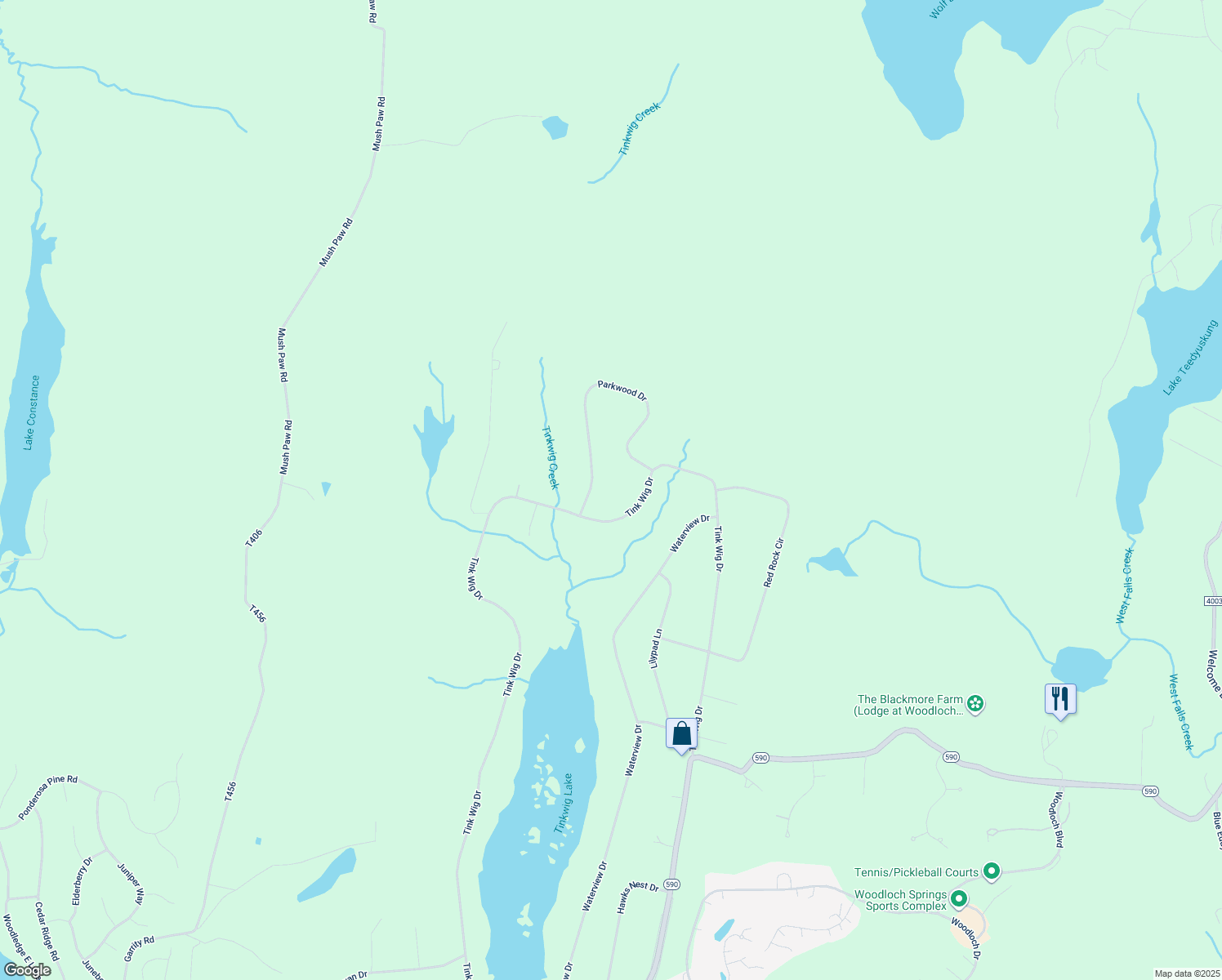 map of restaurants, bars, coffee shops, grocery stores, and more near 147 Red Rock Cir in Hawley