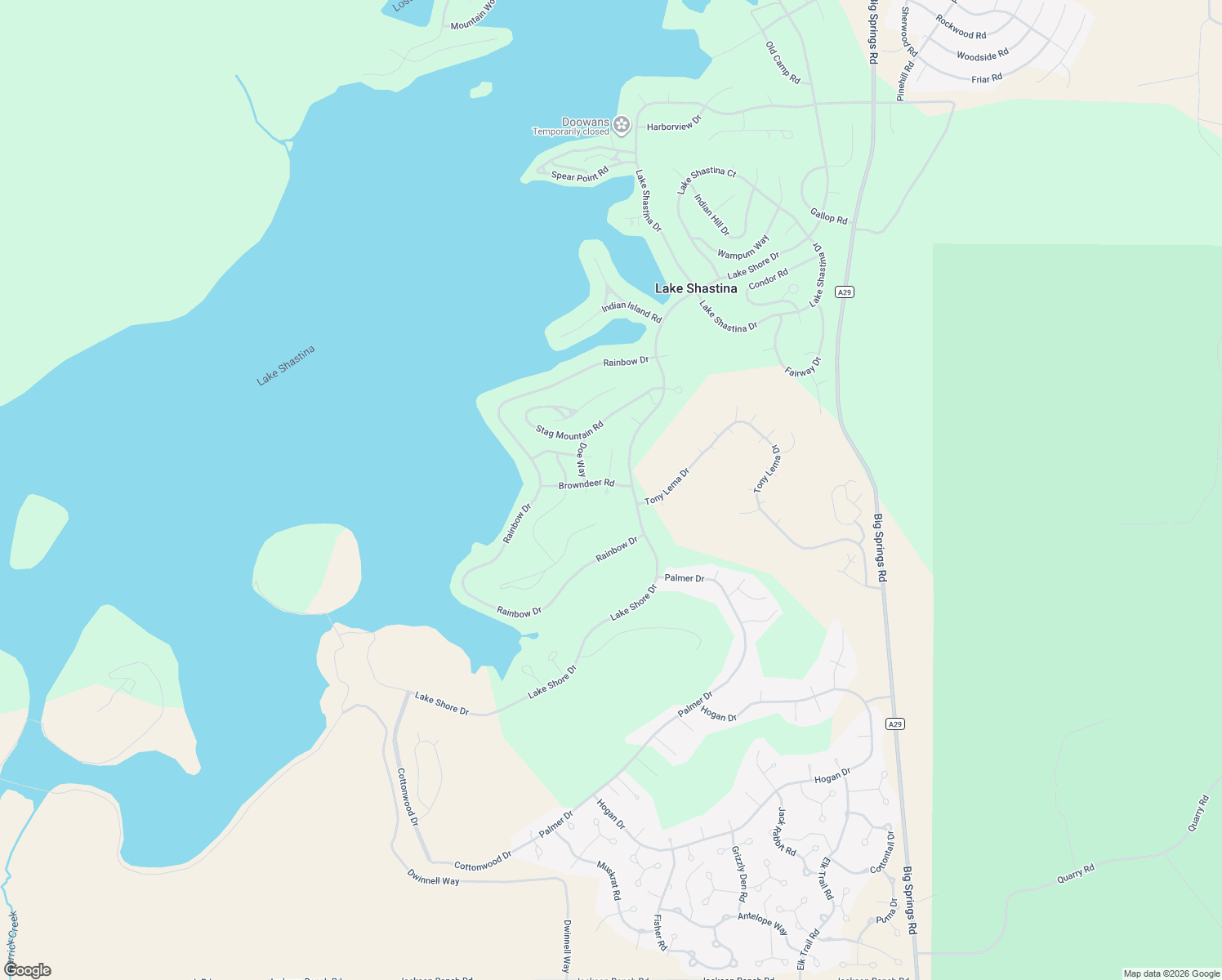 map of restaurants, bars, coffee shops, grocery stores, and more near 16843 Fawnskin Place in Weed