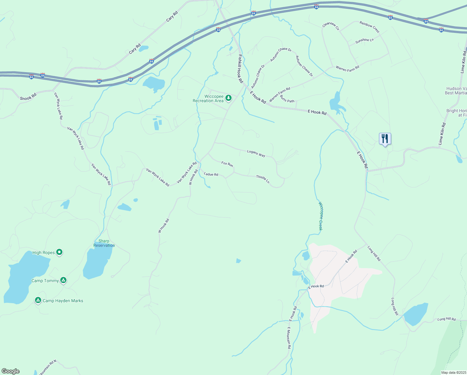 map of restaurants, bars, coffee shops, grocery stores, and more near 15 Ladue Road in Hopewell Junction