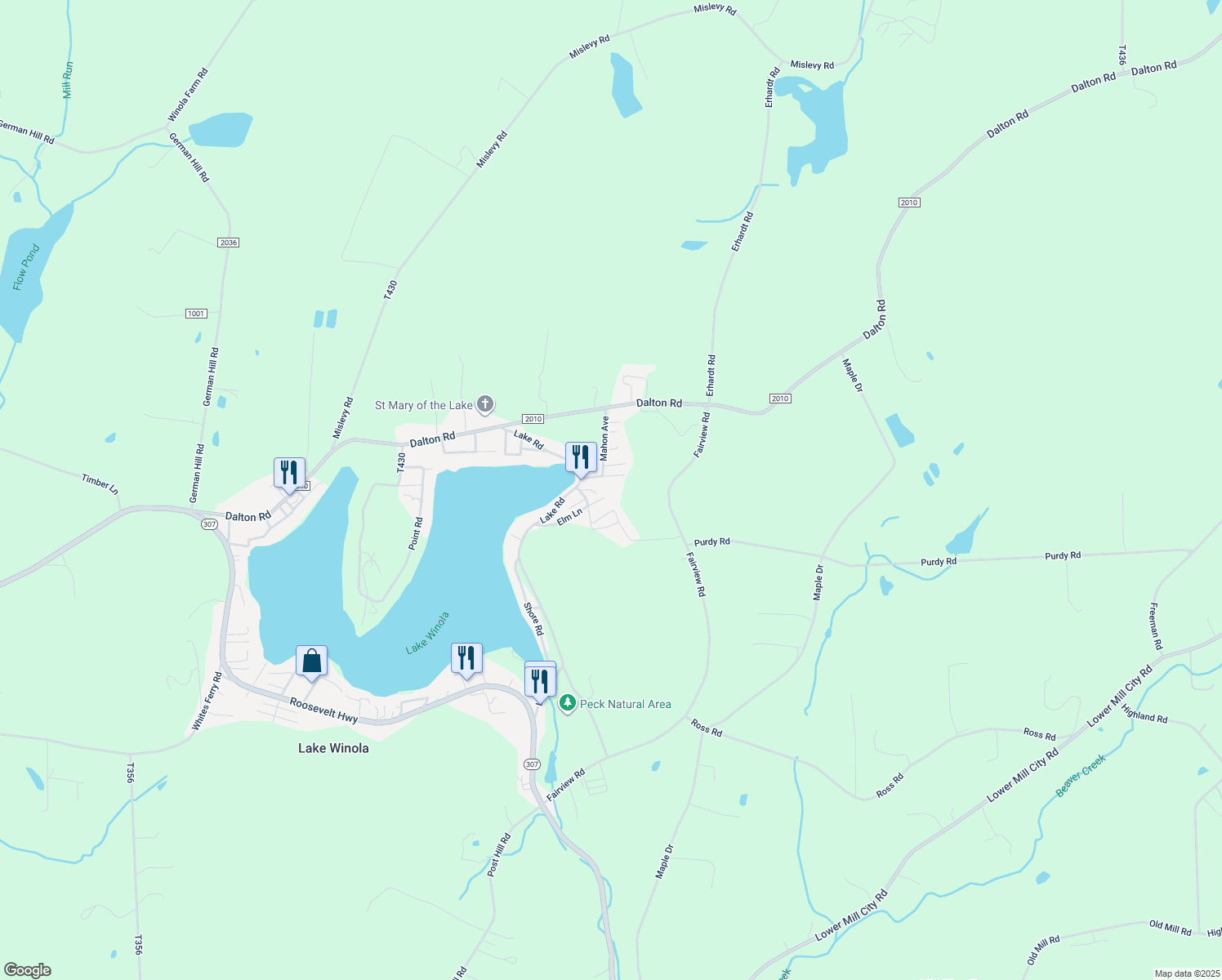 map of restaurants, bars, coffee shops, grocery stores, and more near in Factoryville