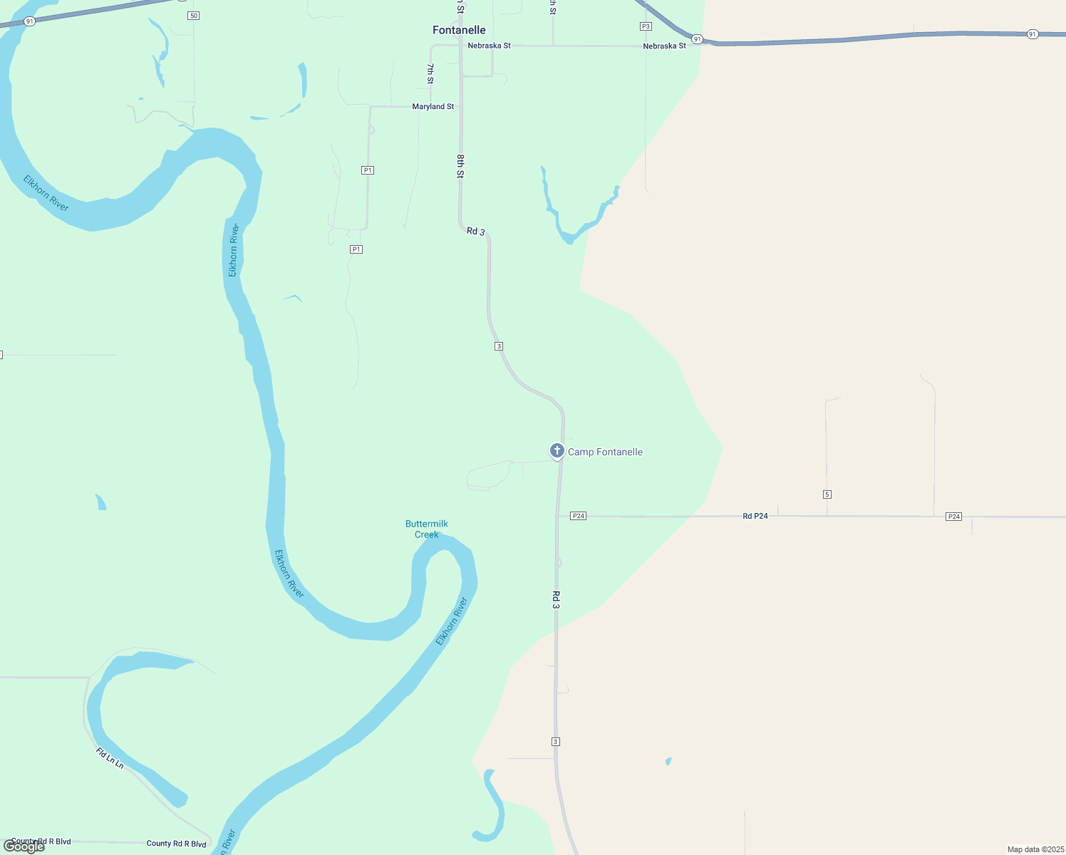 map of restaurants, bars, coffee shops, grocery stores, and more near 9677 County Road 3 in Nickerson