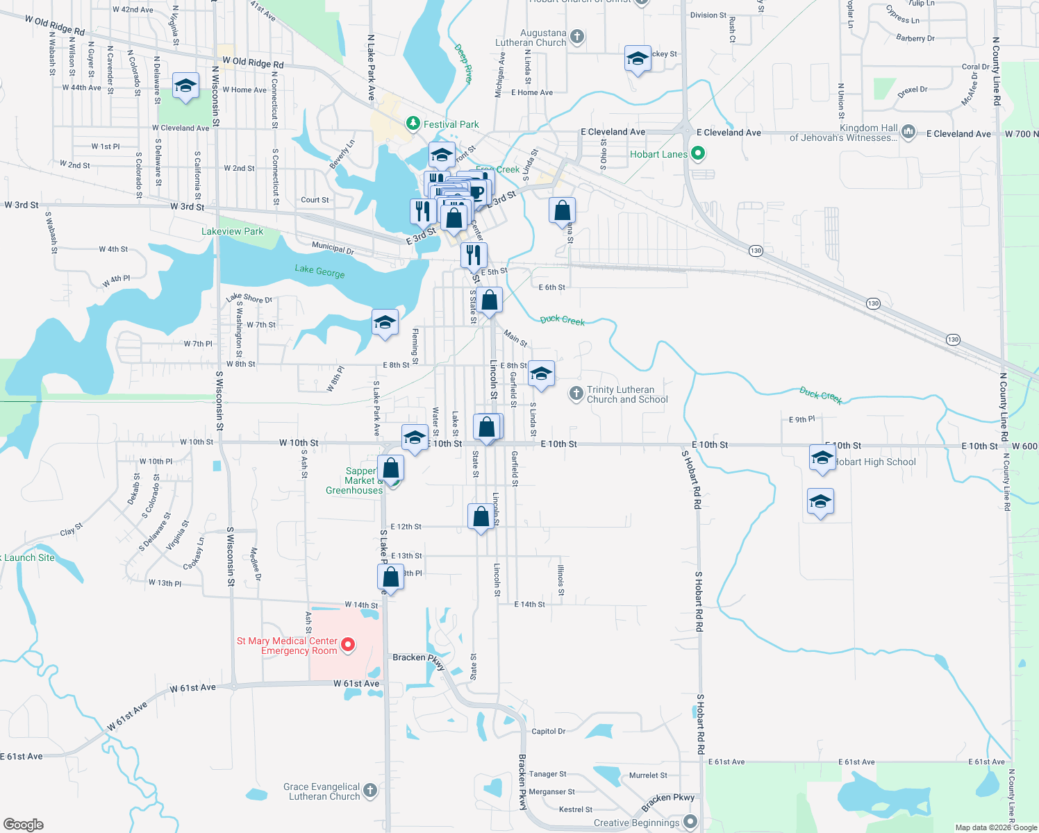 map of restaurants, bars, coffee shops, grocery stores, and more near 917 Garfield Street in Hobart
