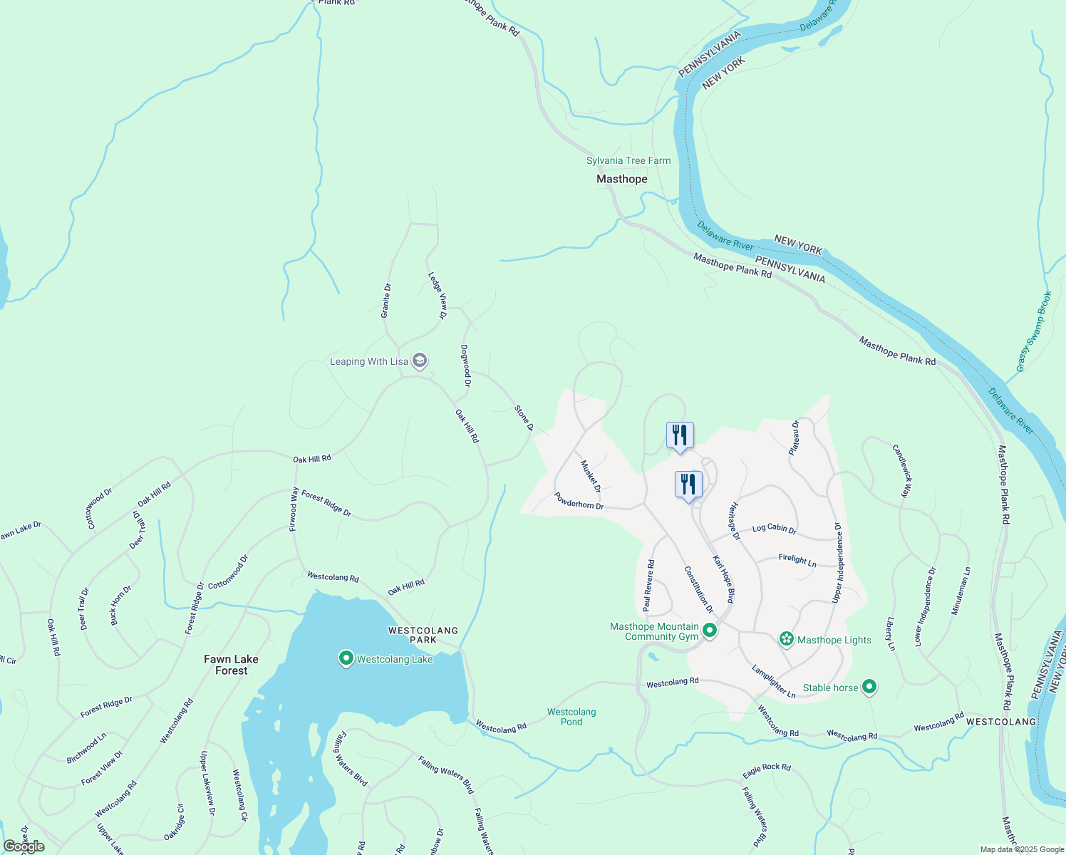 map of restaurants, bars, coffee shops, grocery stores, and more near 105 Crestview Court in Hawley