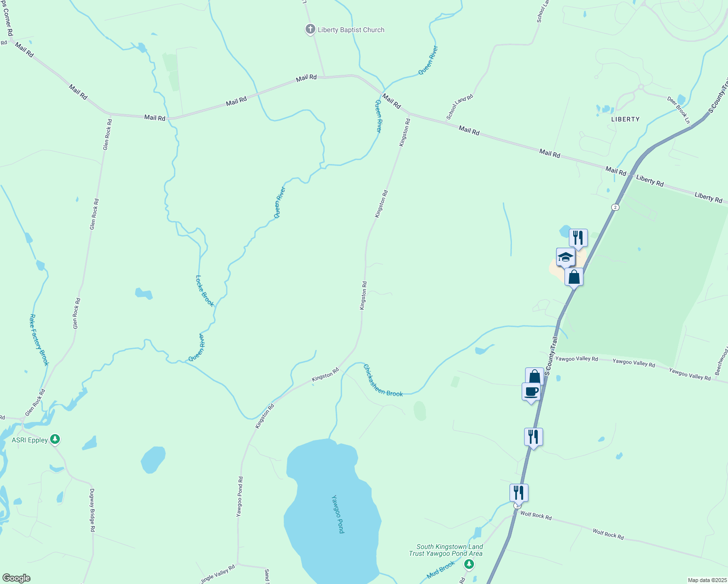 map of restaurants, bars, coffee shops, grocery stores, and more near Kingston Road in Exeter