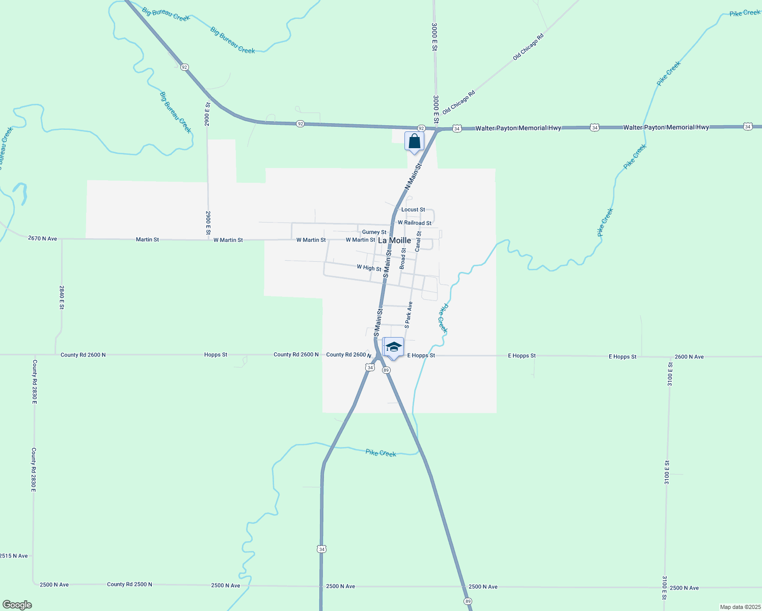 map of restaurants, bars, coffee shops, grocery stores, and more near 111 Cottage Avenue in La Moille