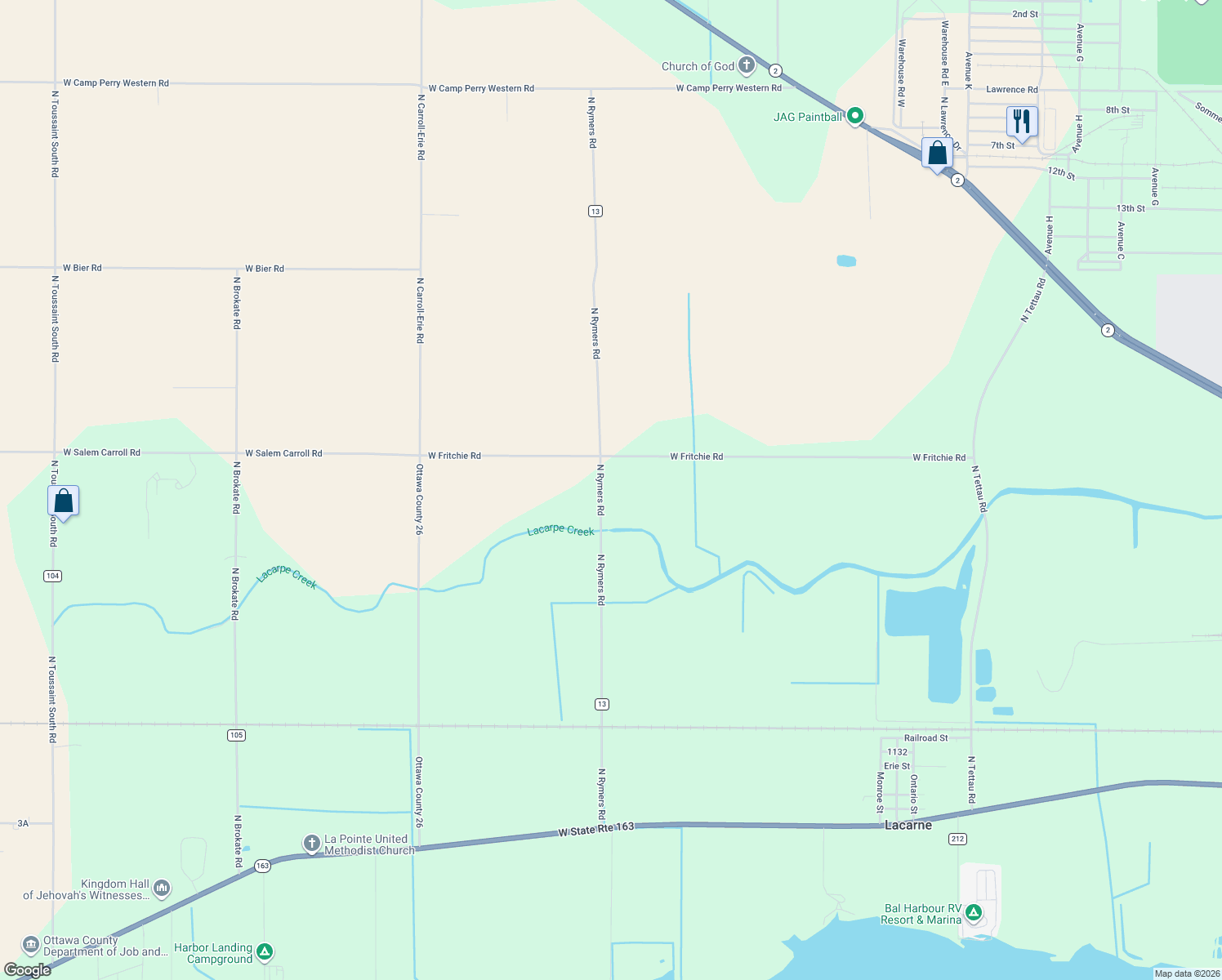 map of restaurants, bars, coffee shops, grocery stores, and more near 913 North Rymers Road in Port Clinton