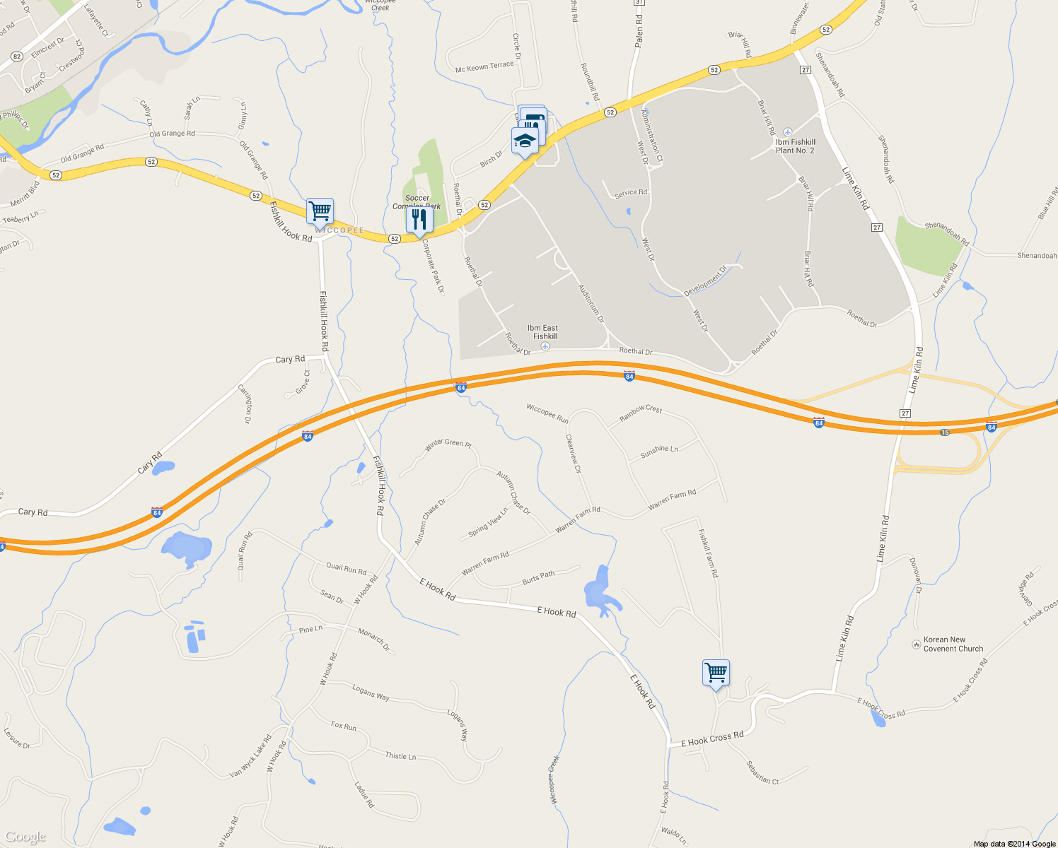 map of restaurants, bars, coffee shops, grocery stores, and more near 15 Wiccopee Run in Hopewell Junction