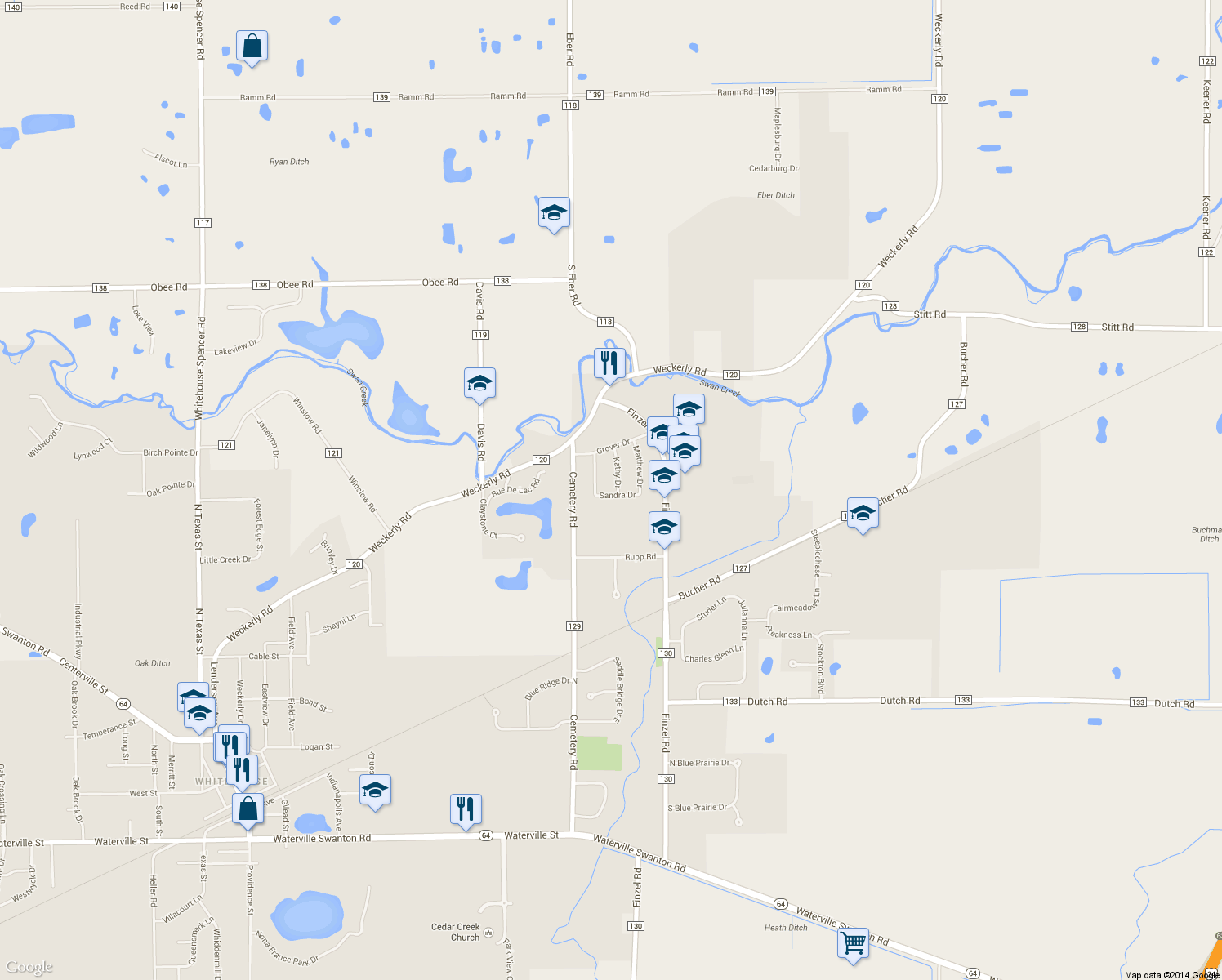 map of restaurants, bars, coffee shops, grocery stores, and more near 6036 Kathy Dr in Whitehouse