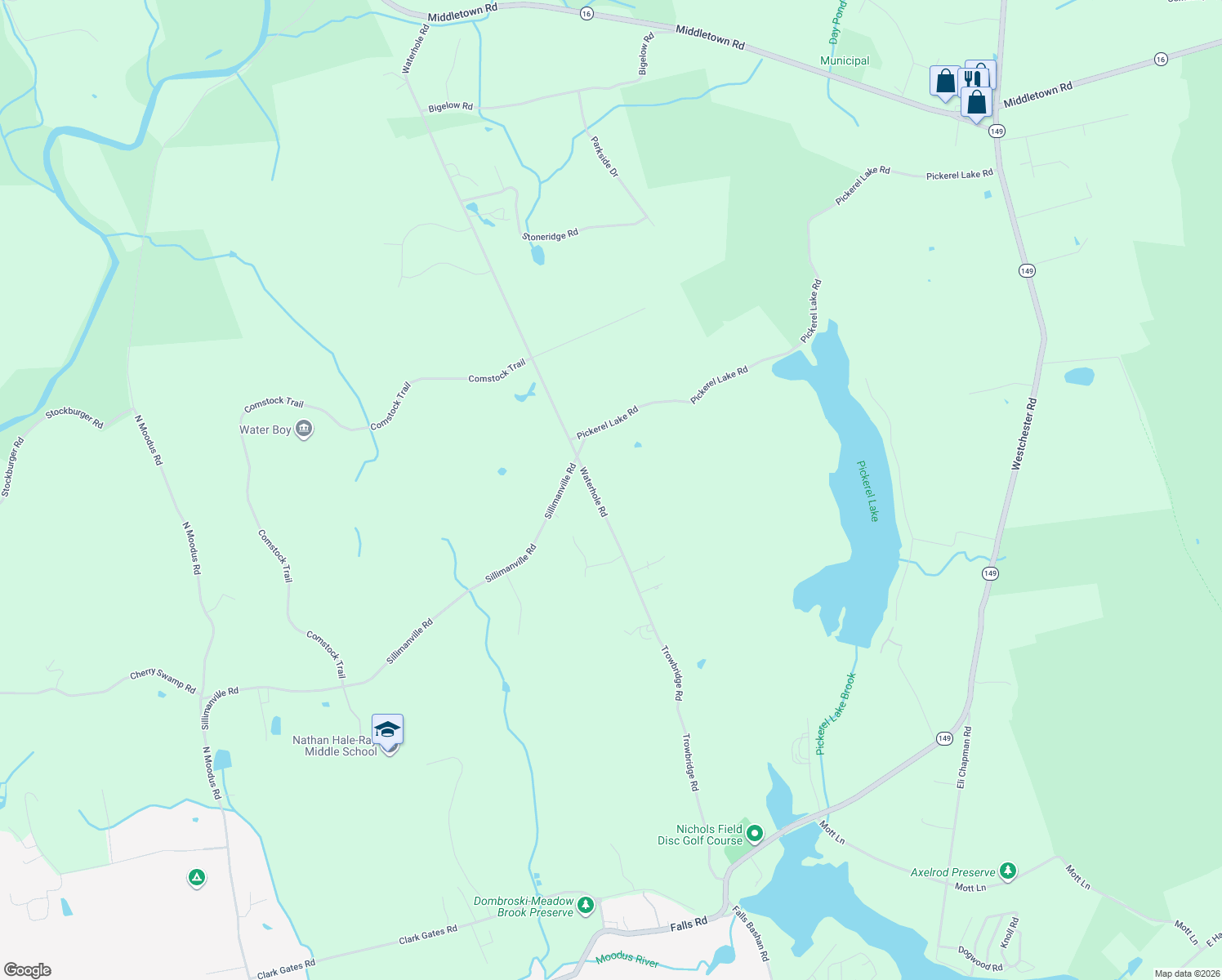 map of restaurants, bars, coffee shops, grocery stores, and more near 190 Waterhole Road in Colchester
