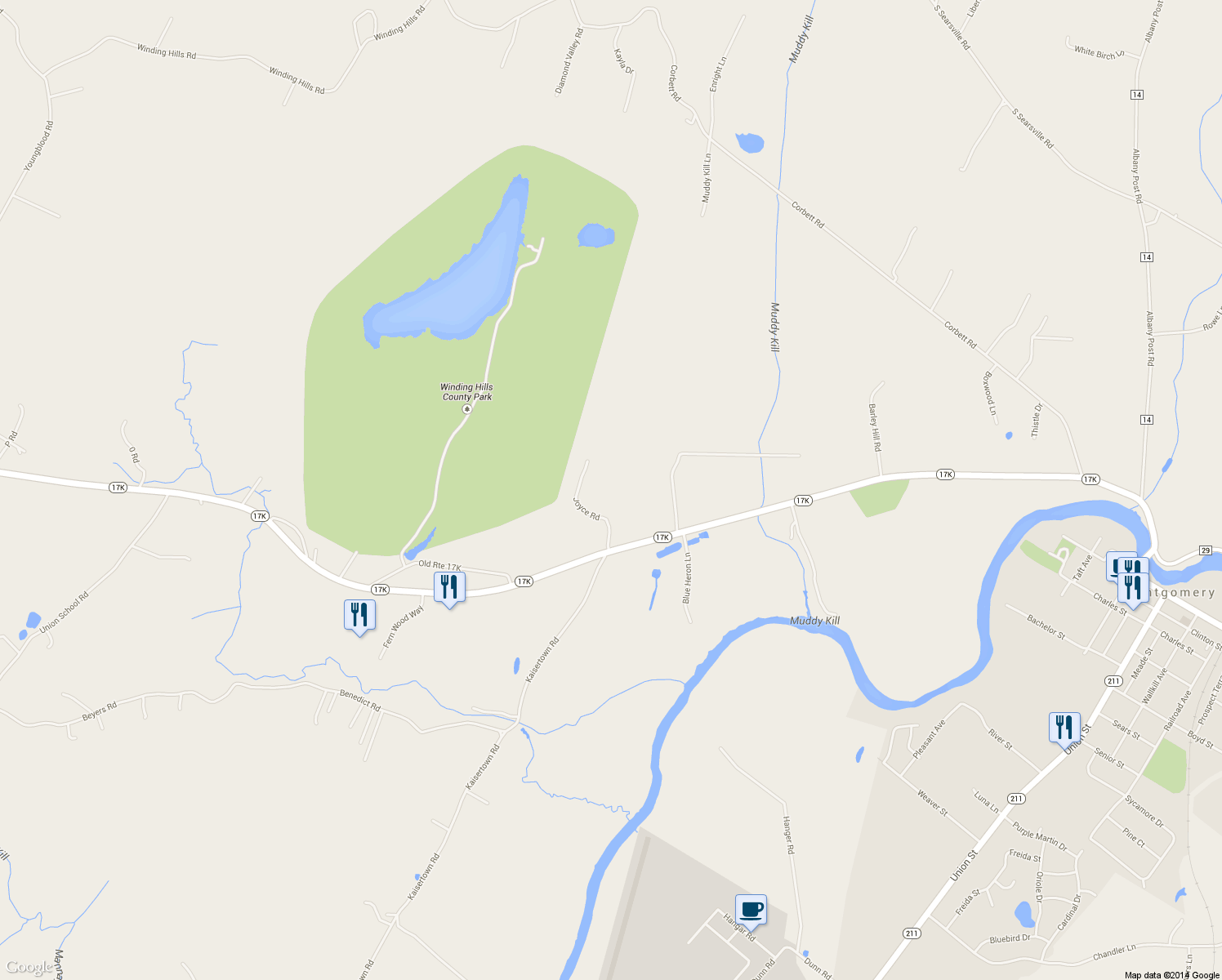map of restaurants, bars, coffee shops, grocery stores, and more near 24 Joyce Rd in Montgomery