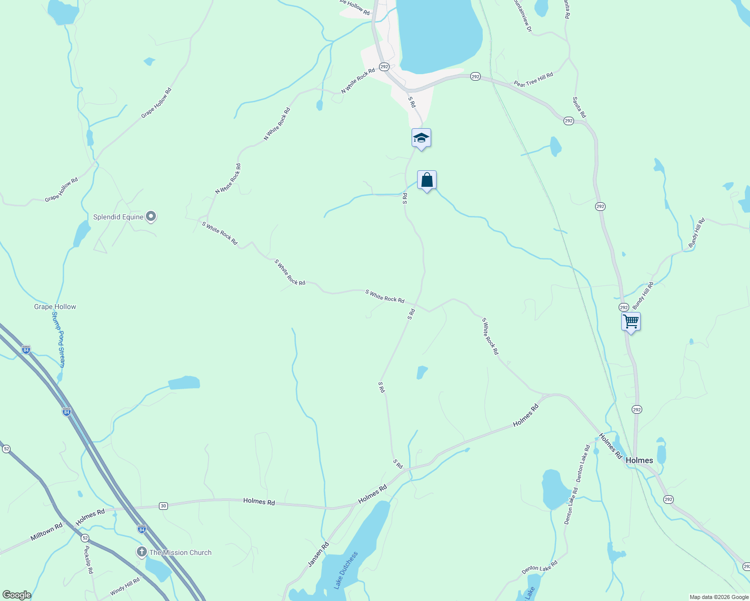 map of restaurants, bars, coffee shops, grocery stores, and more near 196 S White Rock Rd in Holmes