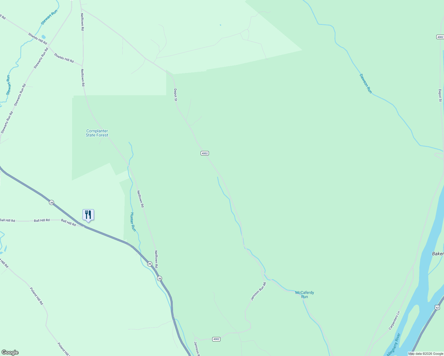 map of restaurants, bars, coffee shops, grocery stores, and more near Depot Street in Pleasantville