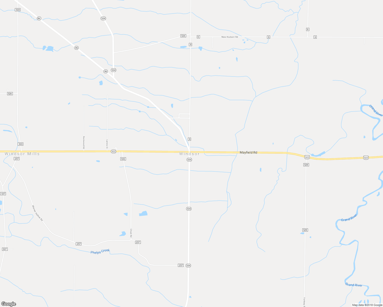 map of restaurants, bars, coffee shops, grocery stores, and more near 7838 Highway 534 in Windsor