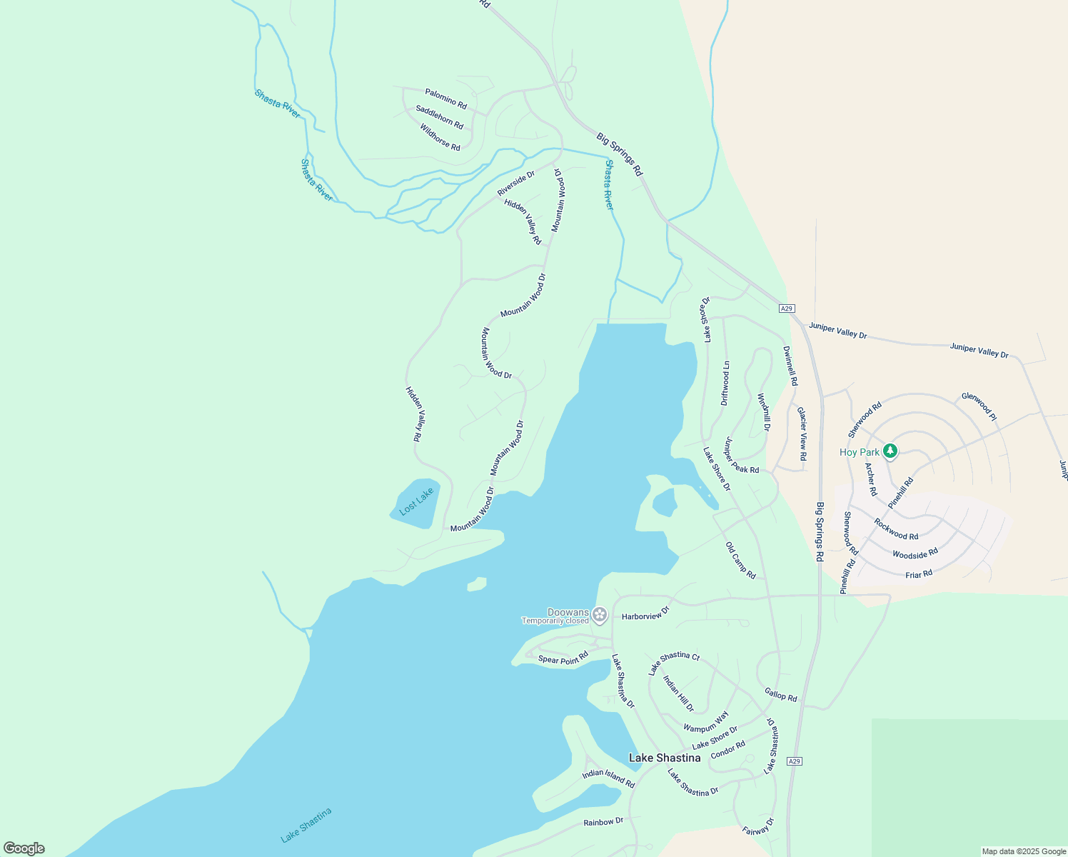 map of restaurants, bars, coffee shops, grocery stores, and more near 14937 Shoreline Drive in Weed
