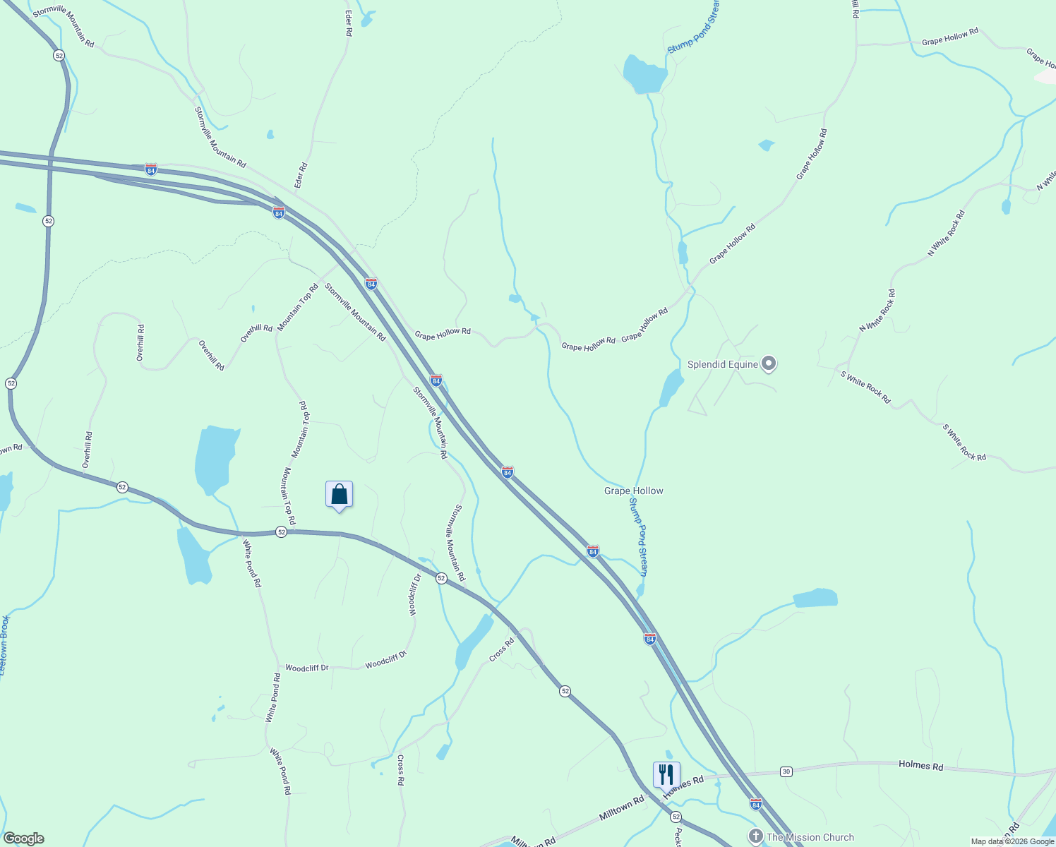 map of restaurants, bars, coffee shops, grocery stores, and more near 545 Grape Hollow Road in Holmes