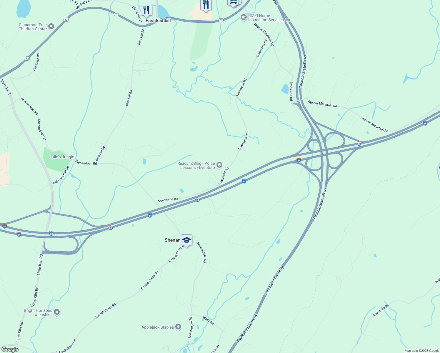 map of restaurants, bars, coffee shops, grocery stores, and more near 126 Townsend Rd in Hopewell Junction